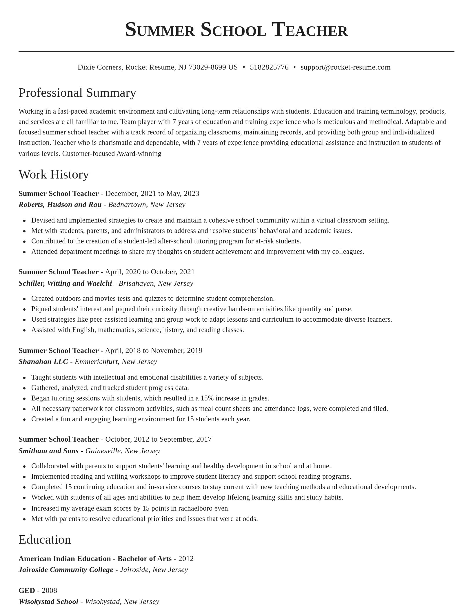 Classic resume template