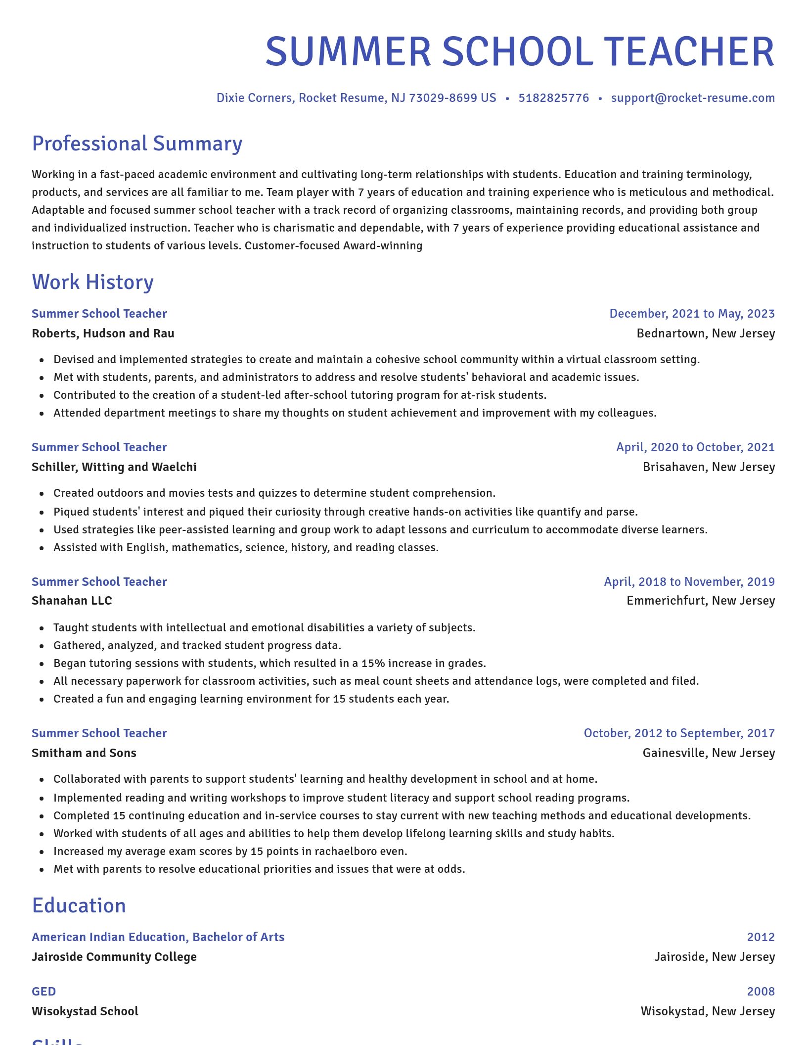 Novel resume template