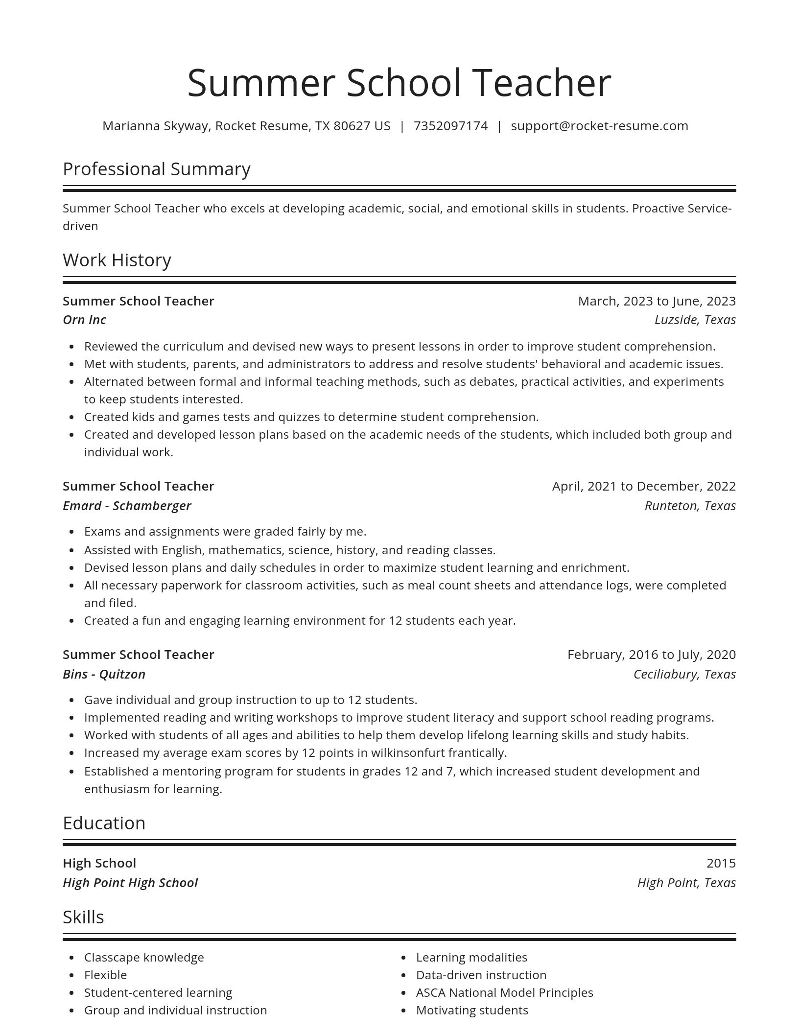Spotlight resume template