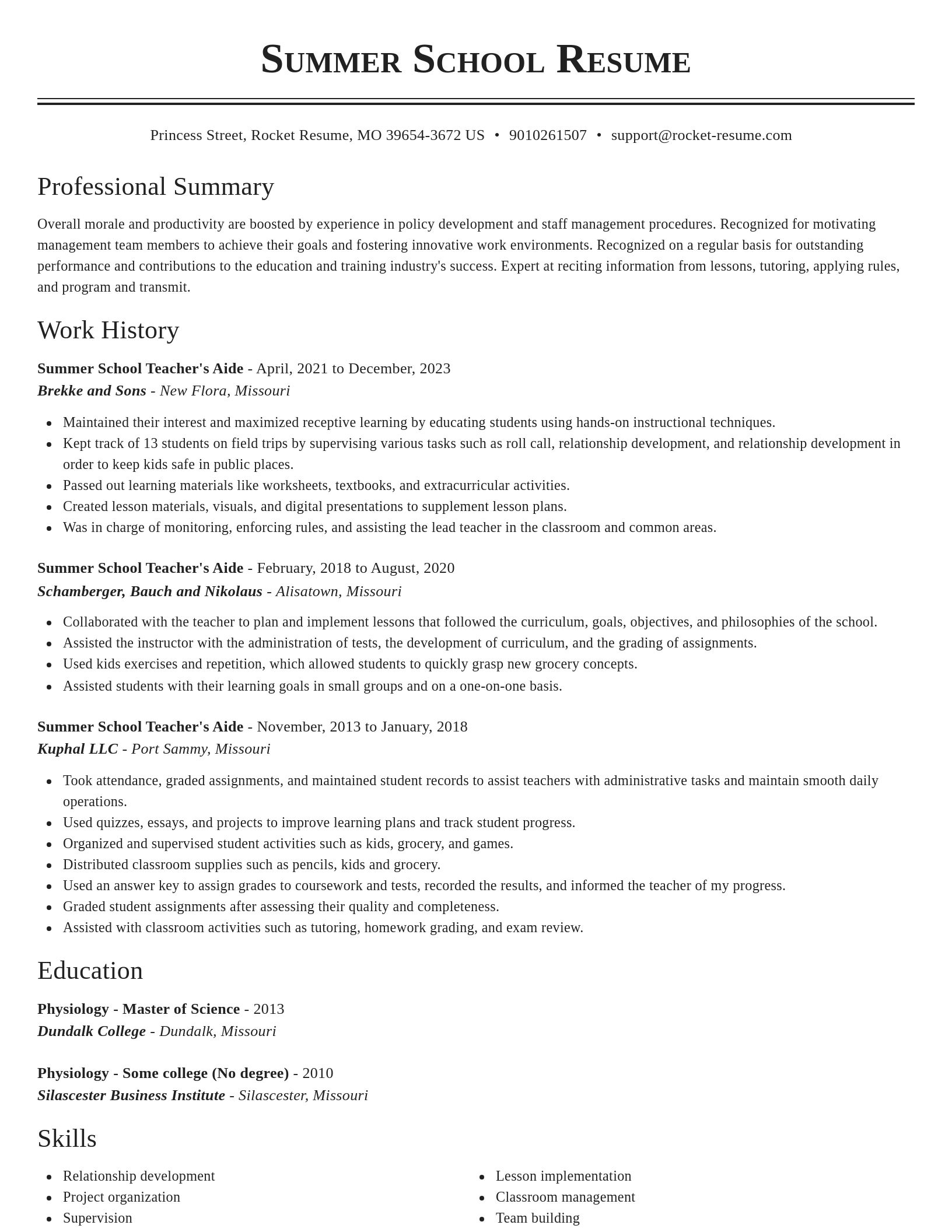 Classic resume template