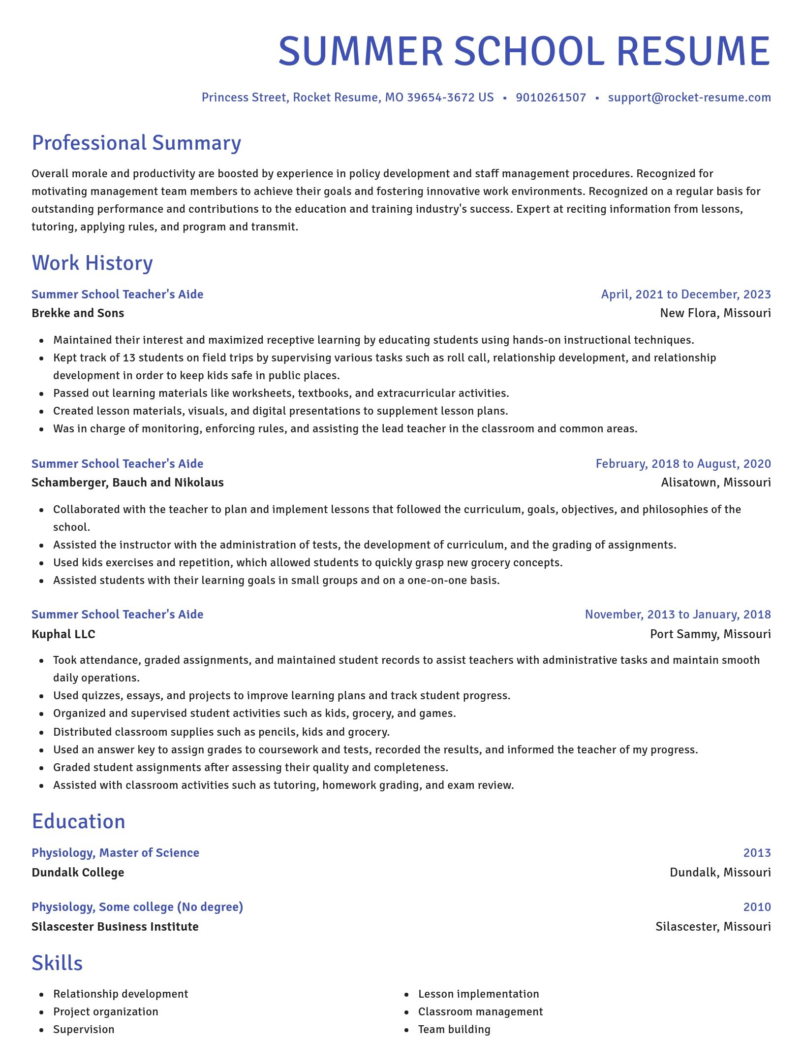 Novel resume template