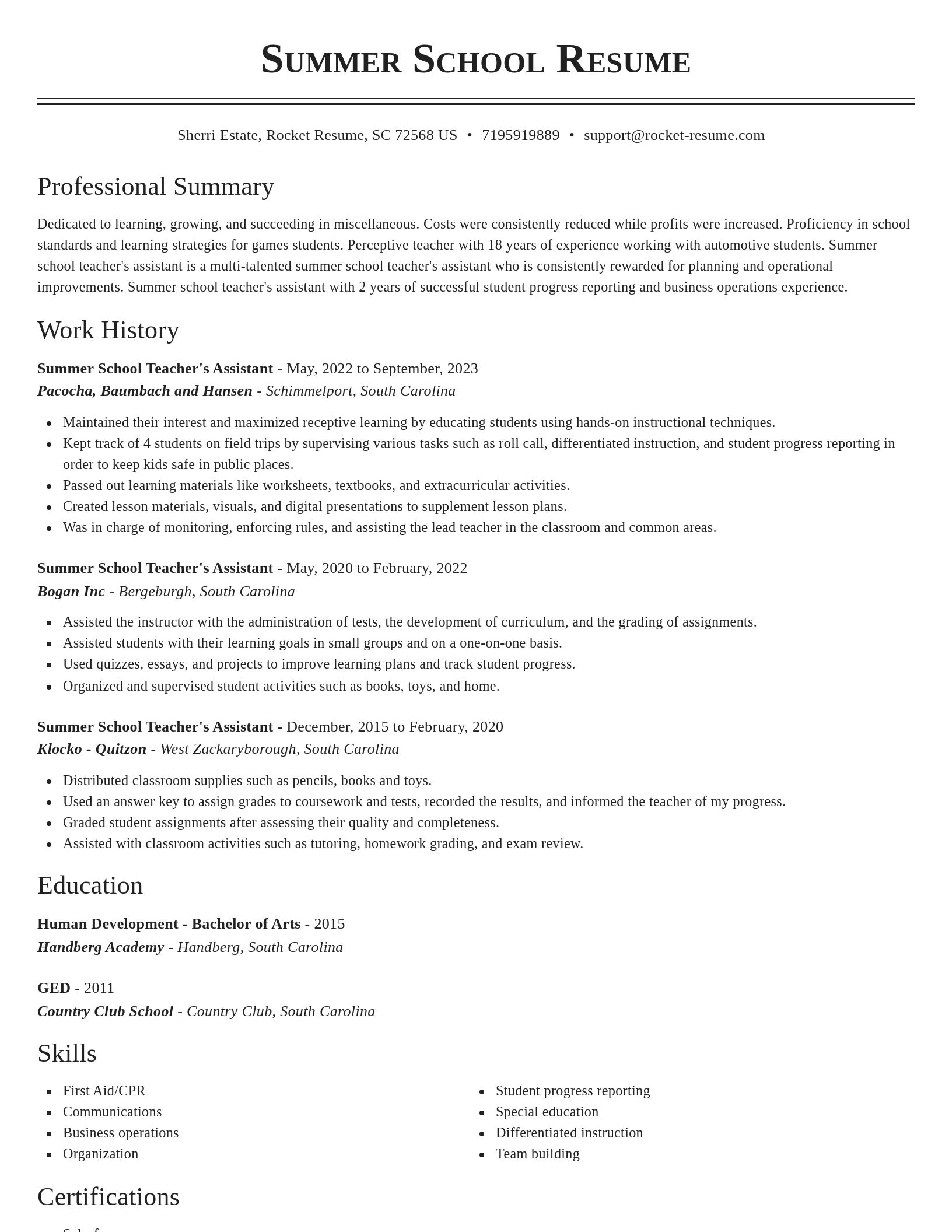 Classic resume template