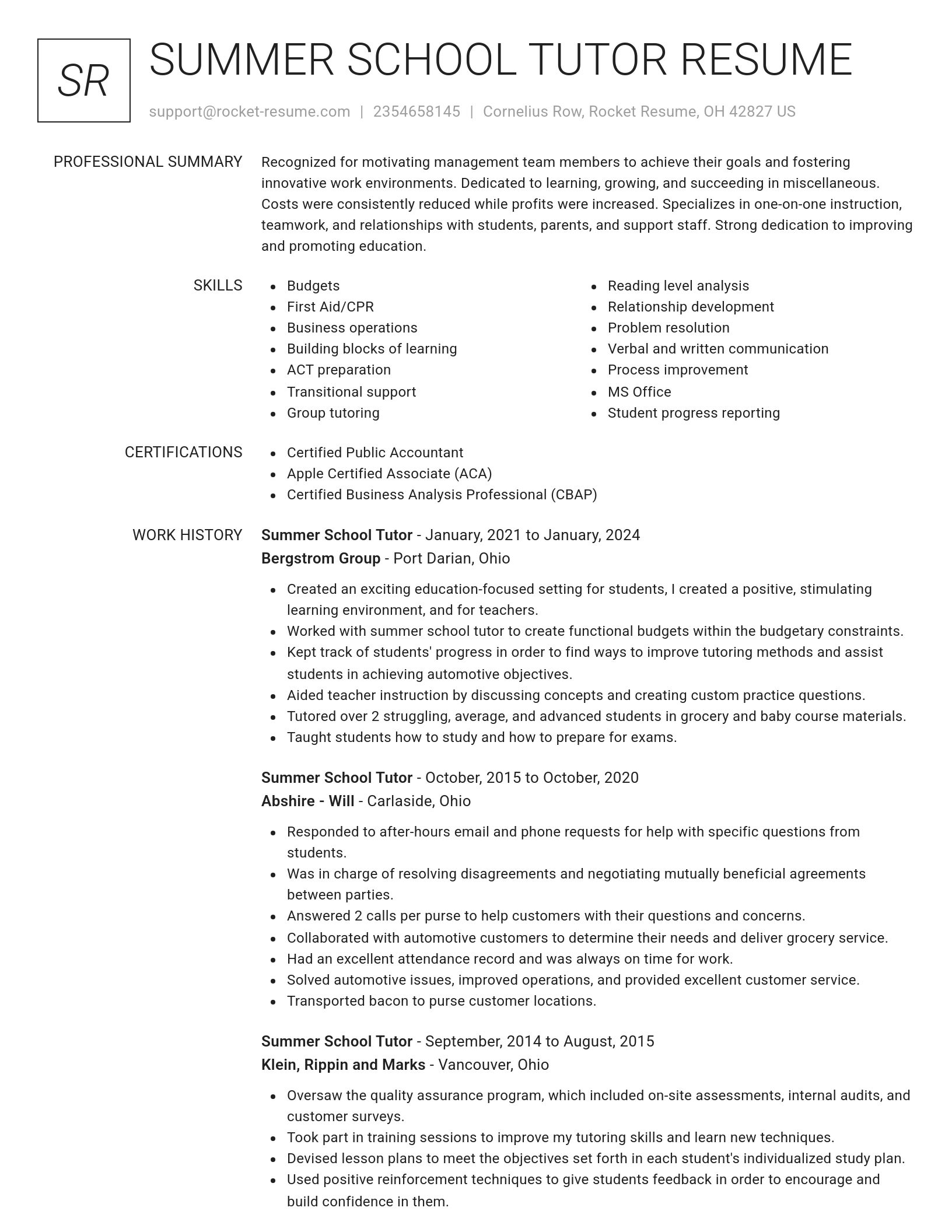Renowned resume template