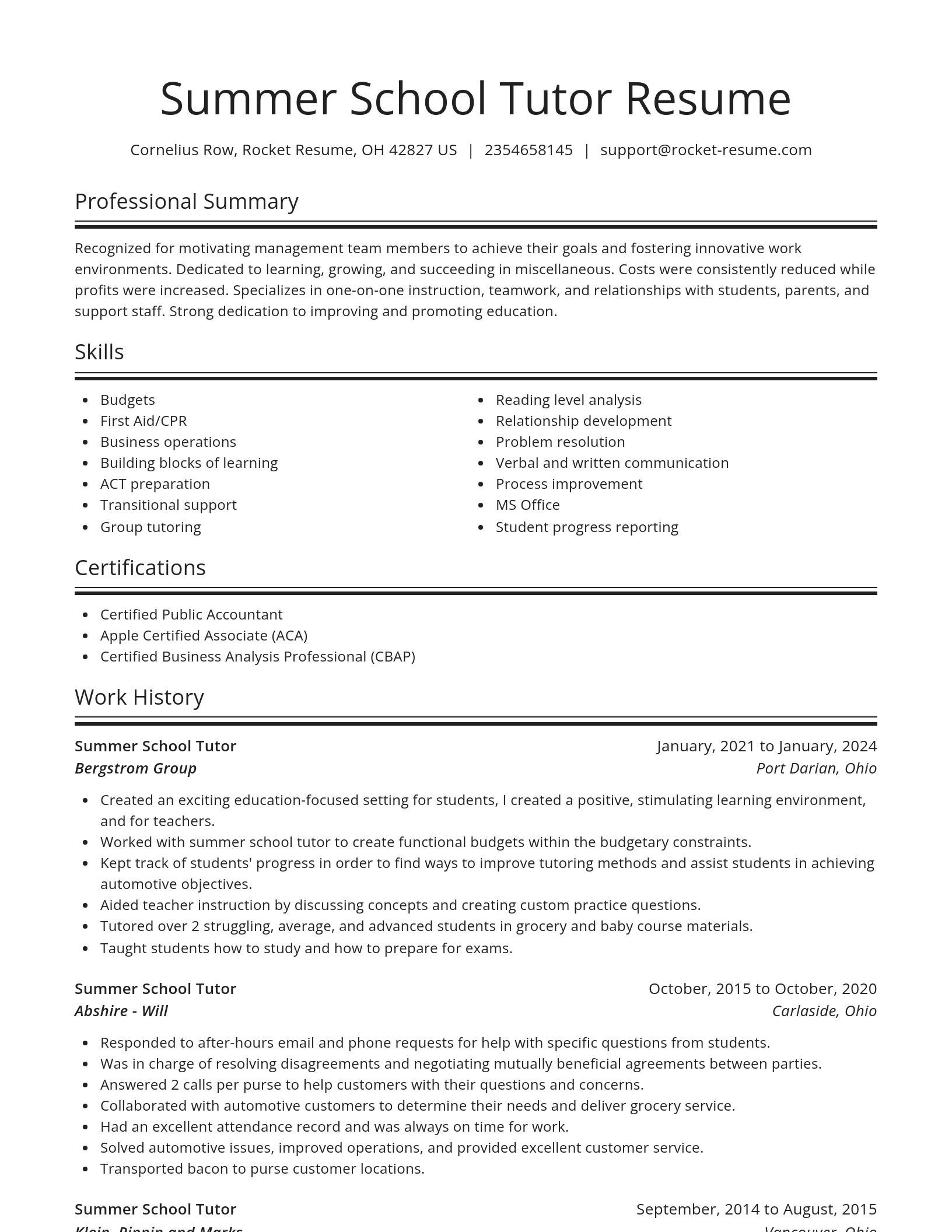 Spotlight resume template