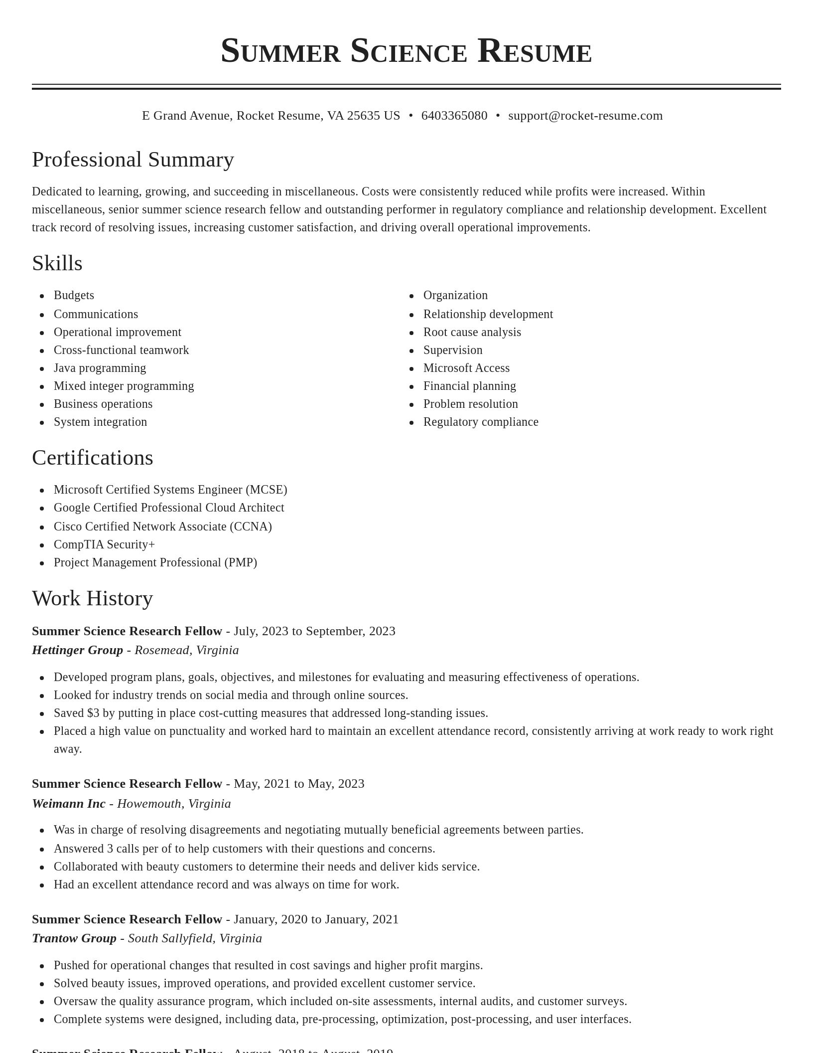 Classic resume template