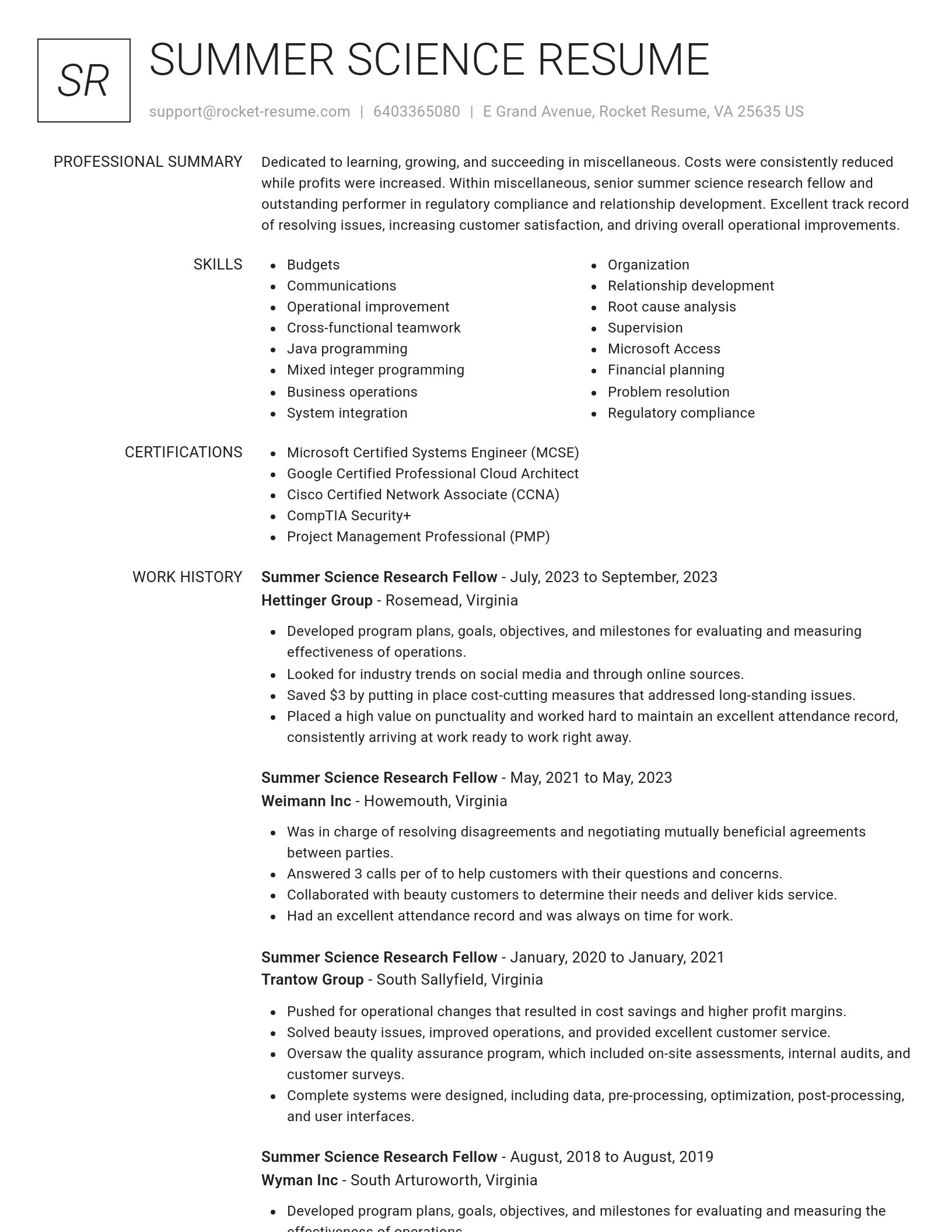 Renowned resume template