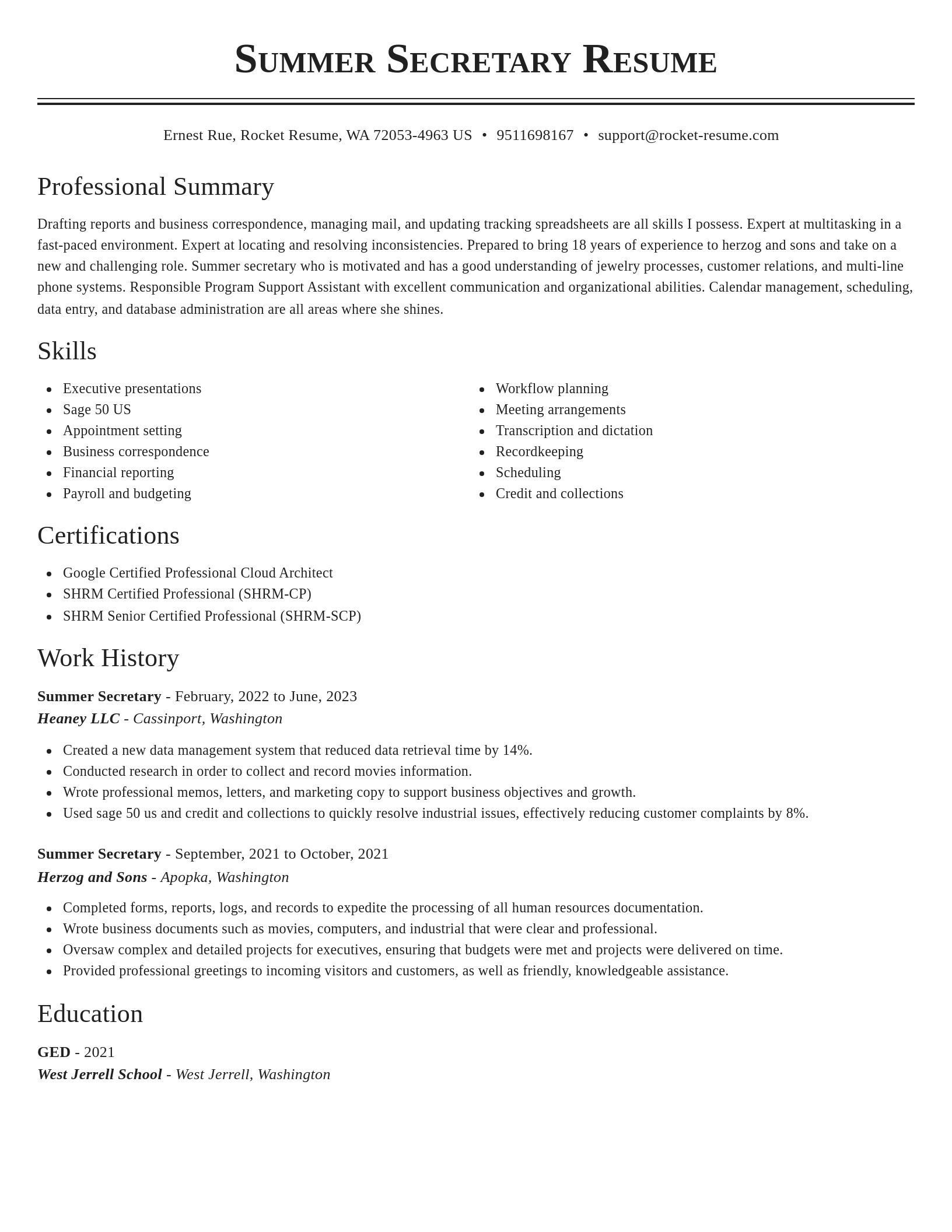 Classic resume template