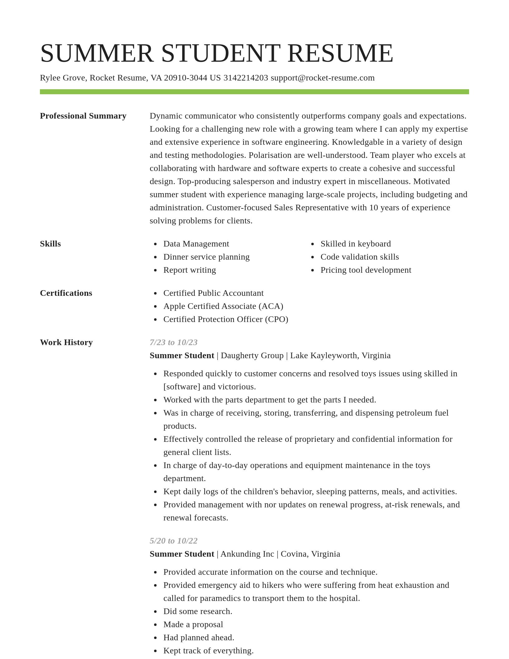 Smart resume template