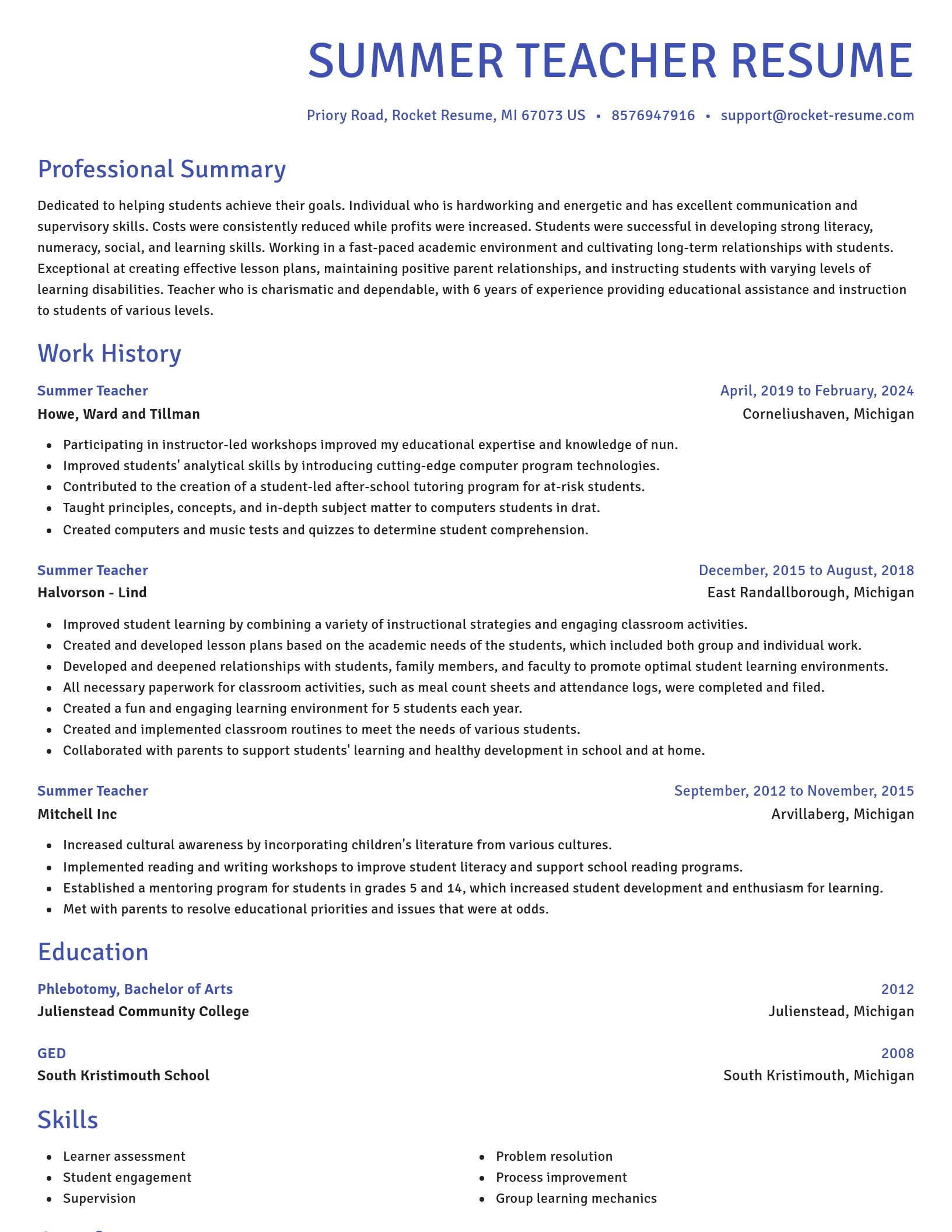 Novel resume template