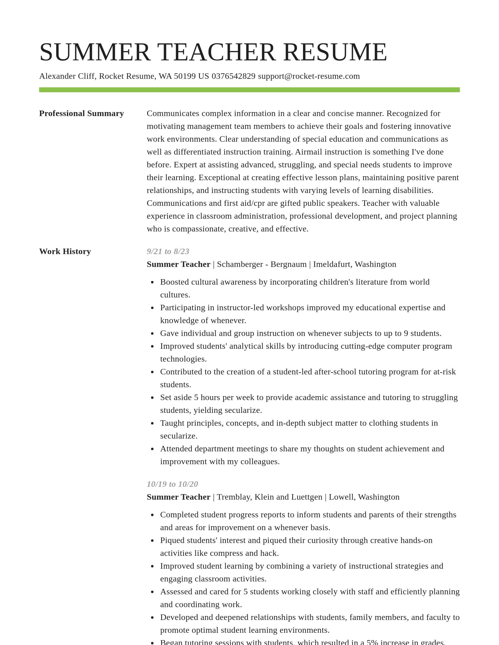 Smart resume template