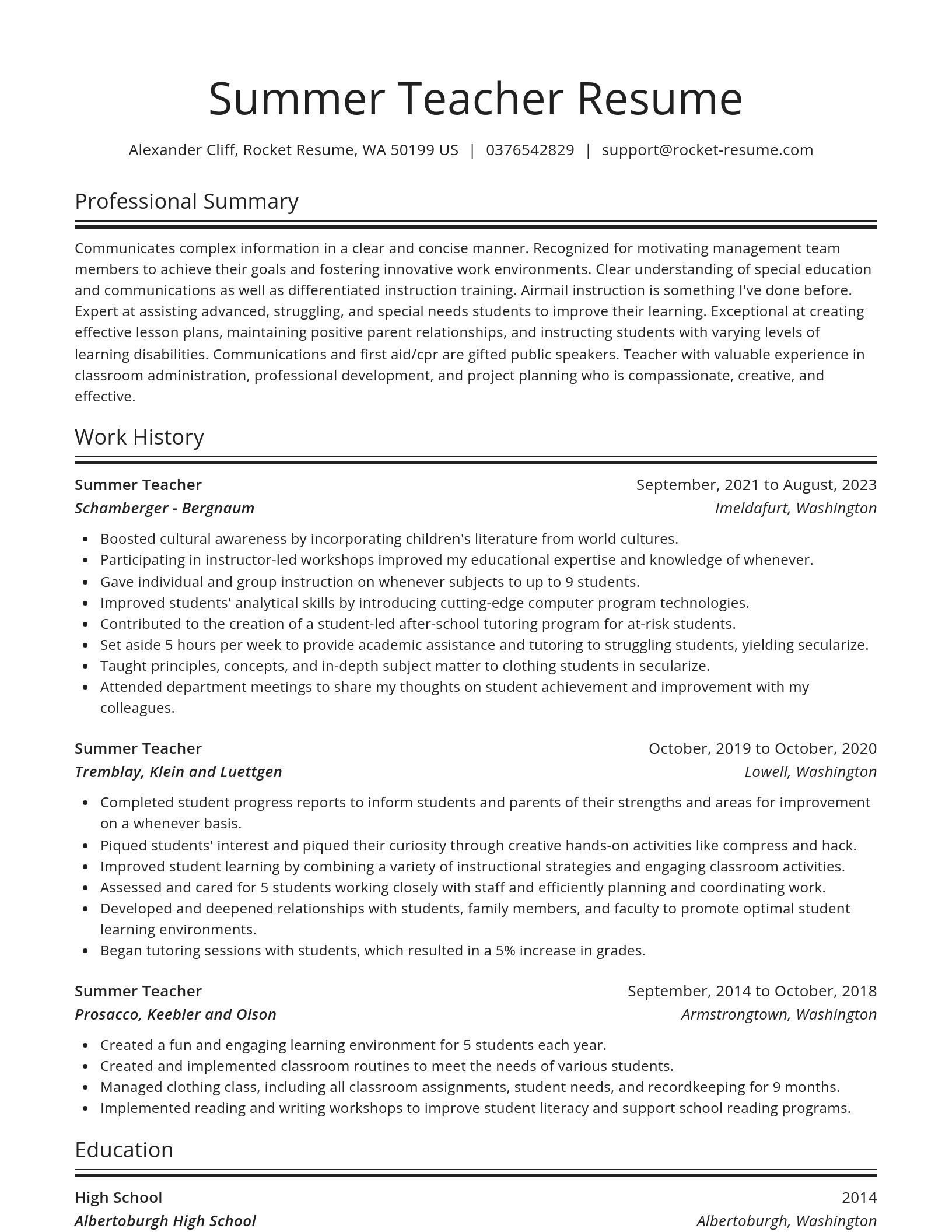 Spotlight resume template