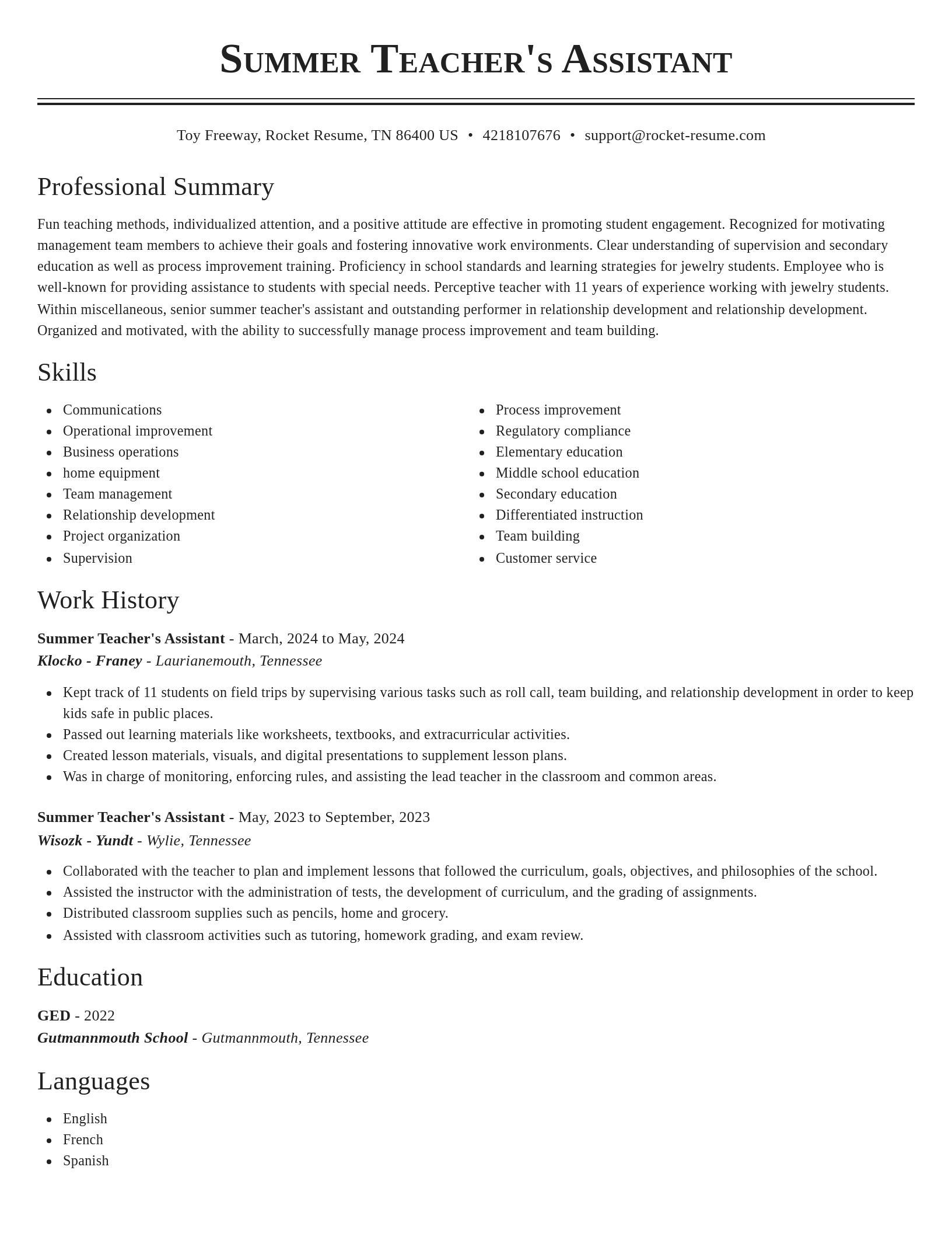 Classic resume template