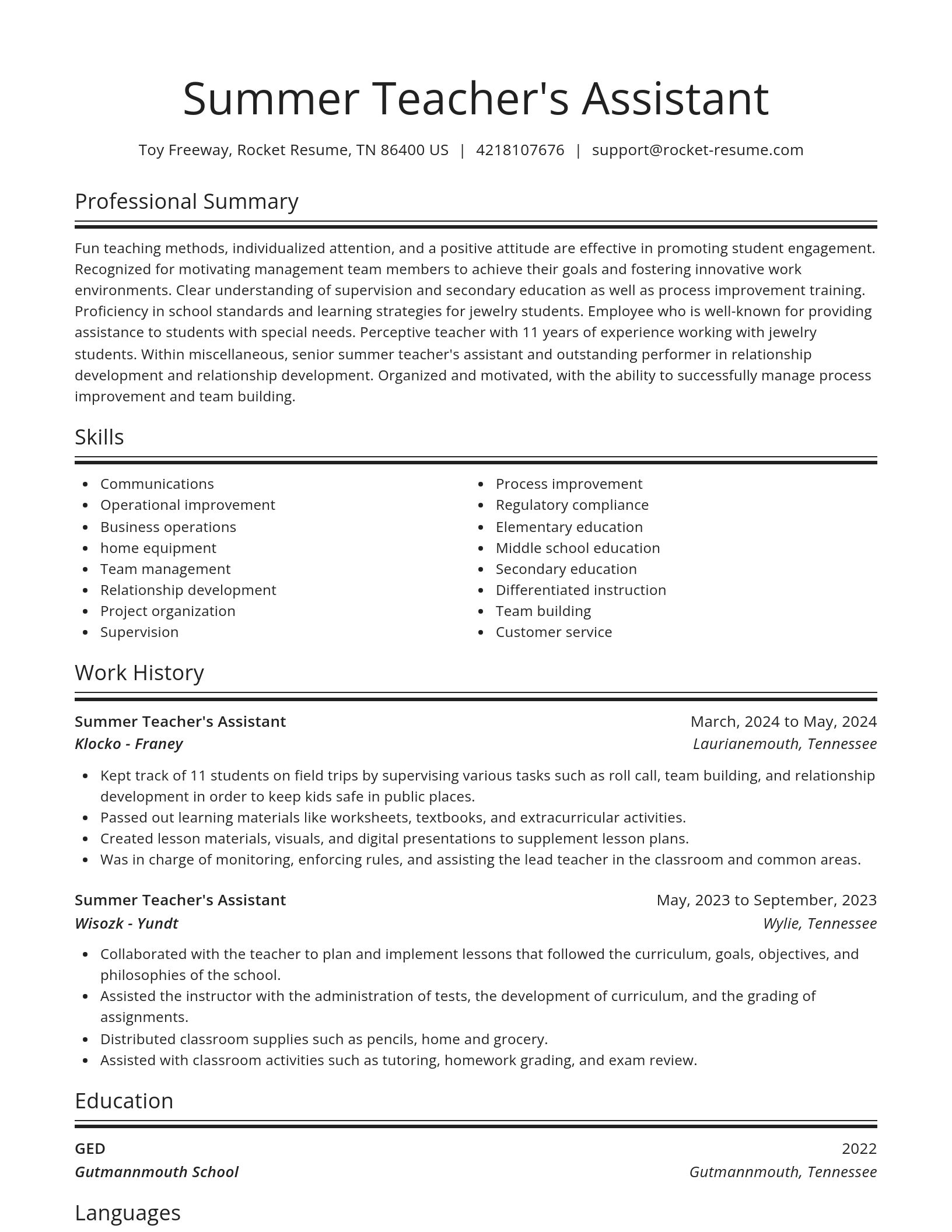 Spotlight resume template