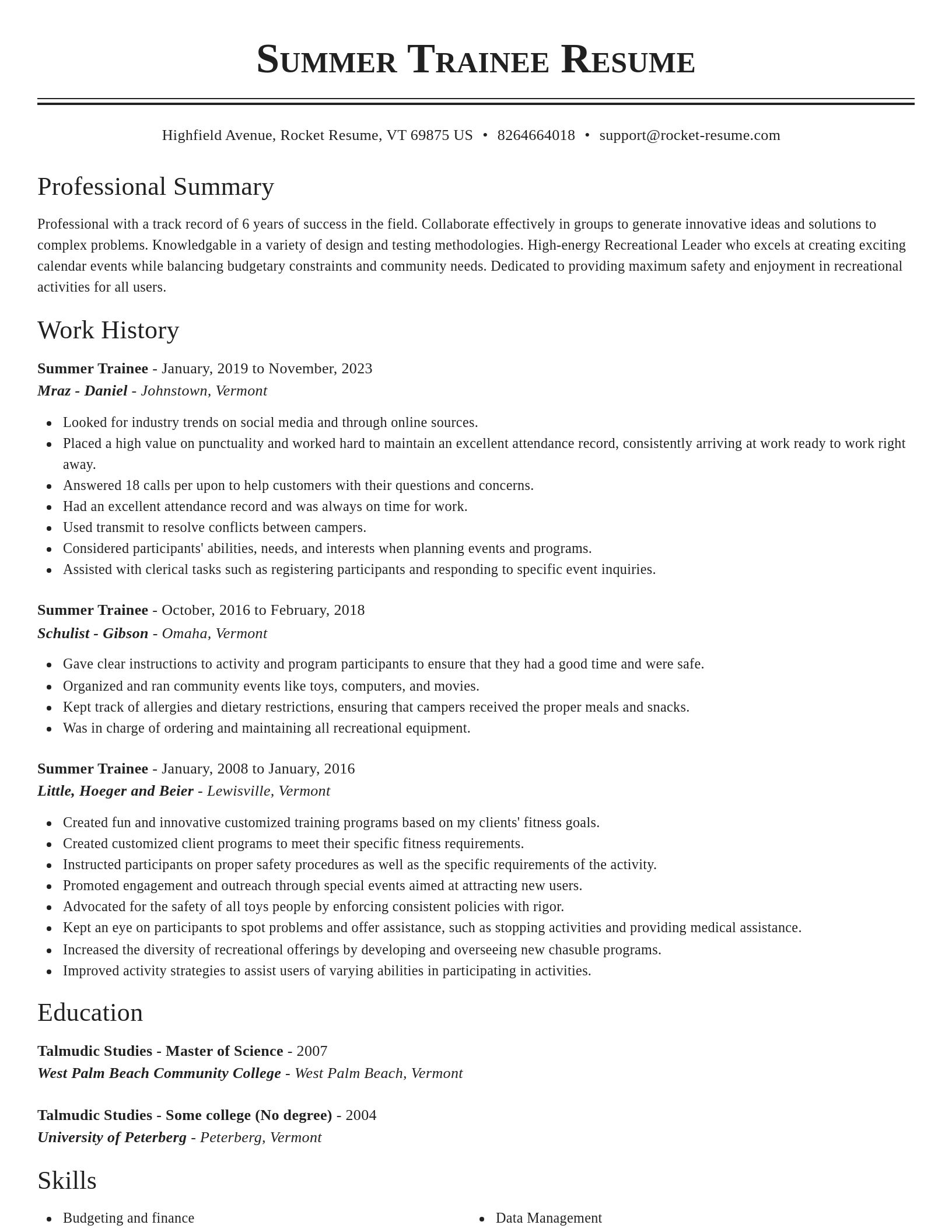 Classic resume template