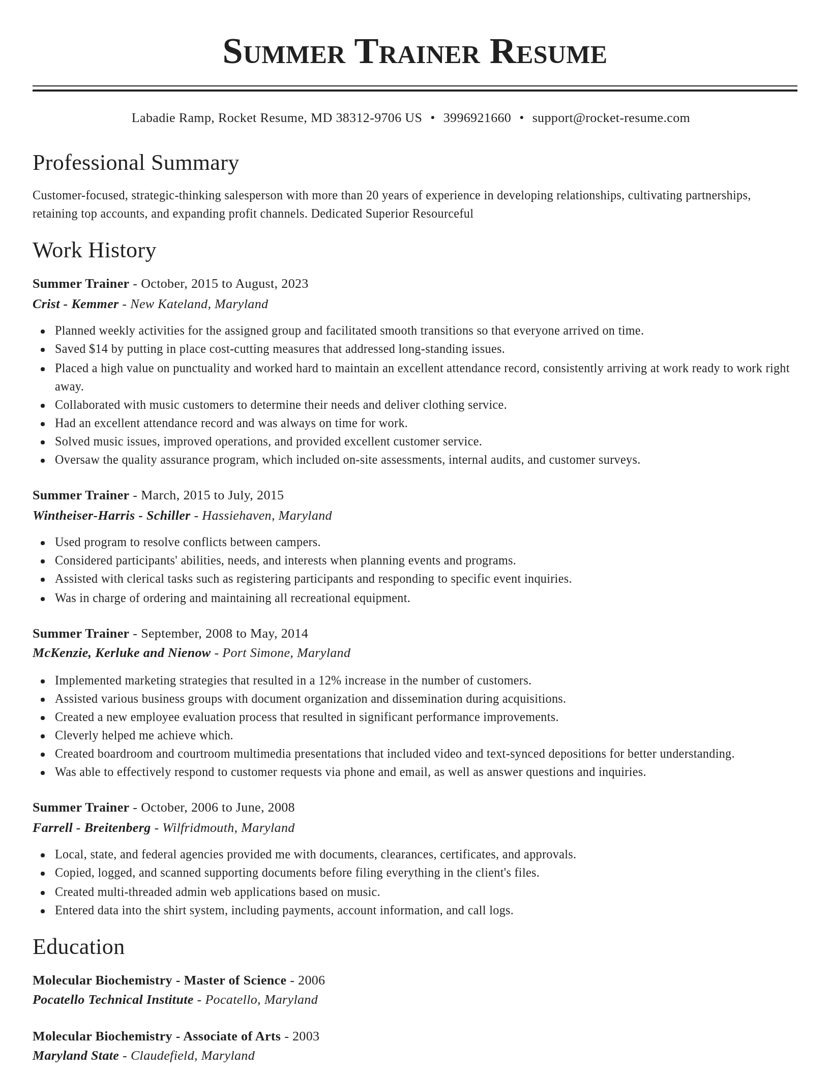 Classic resume template