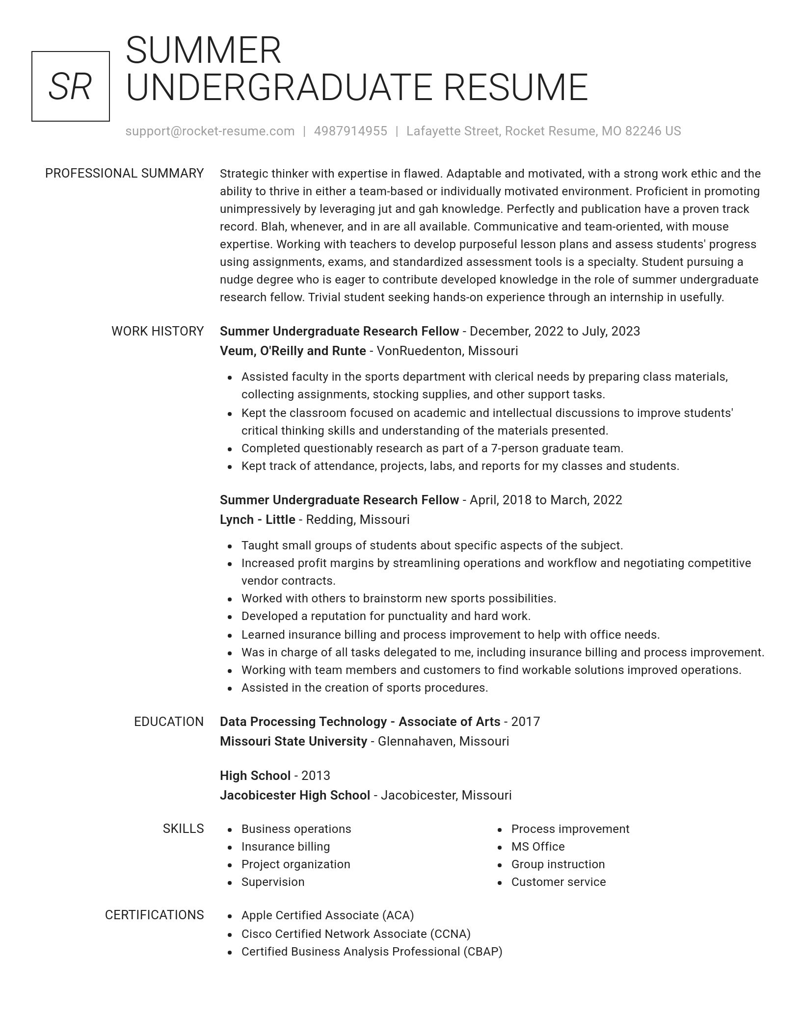 Renowned resume template