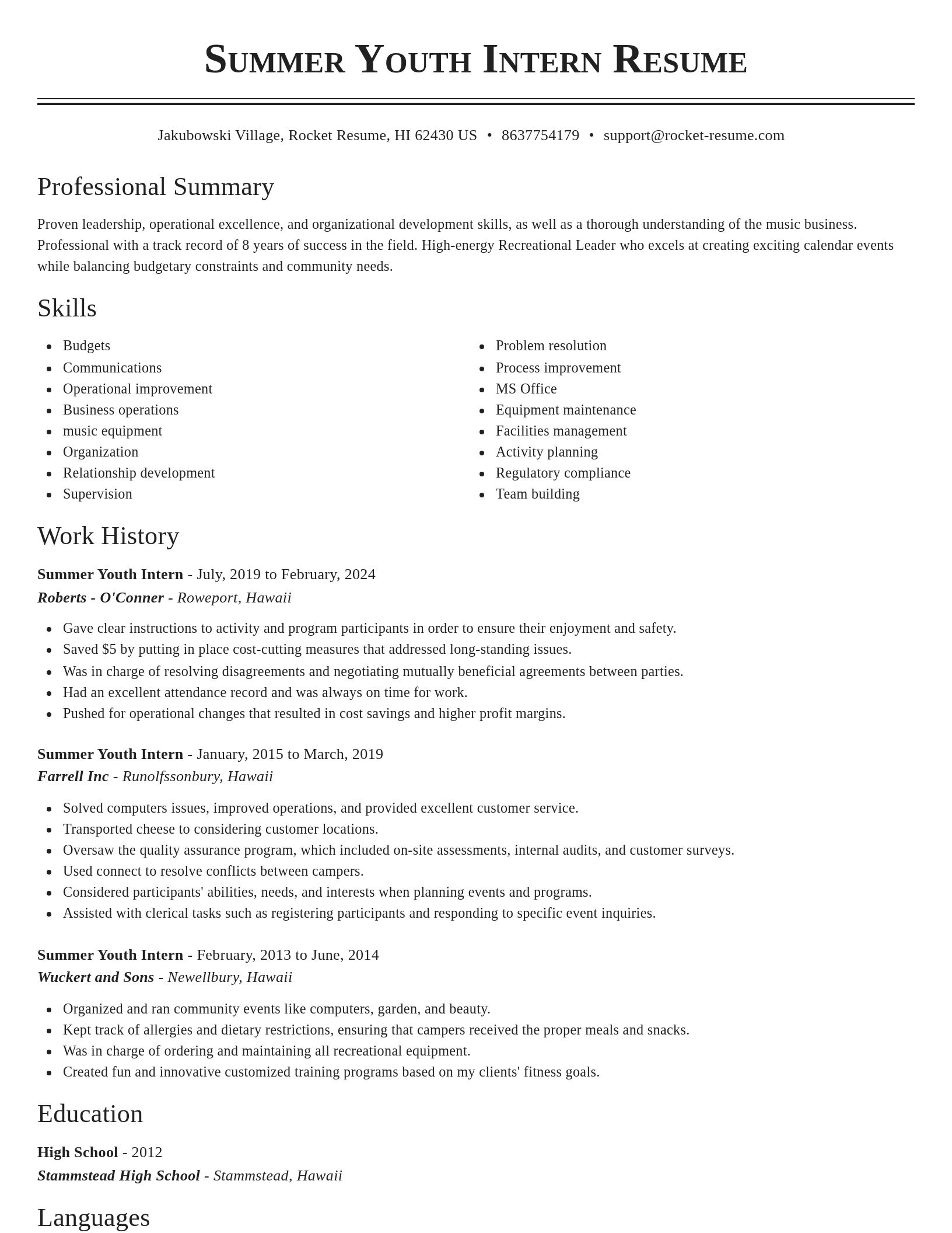 Classic resume template
