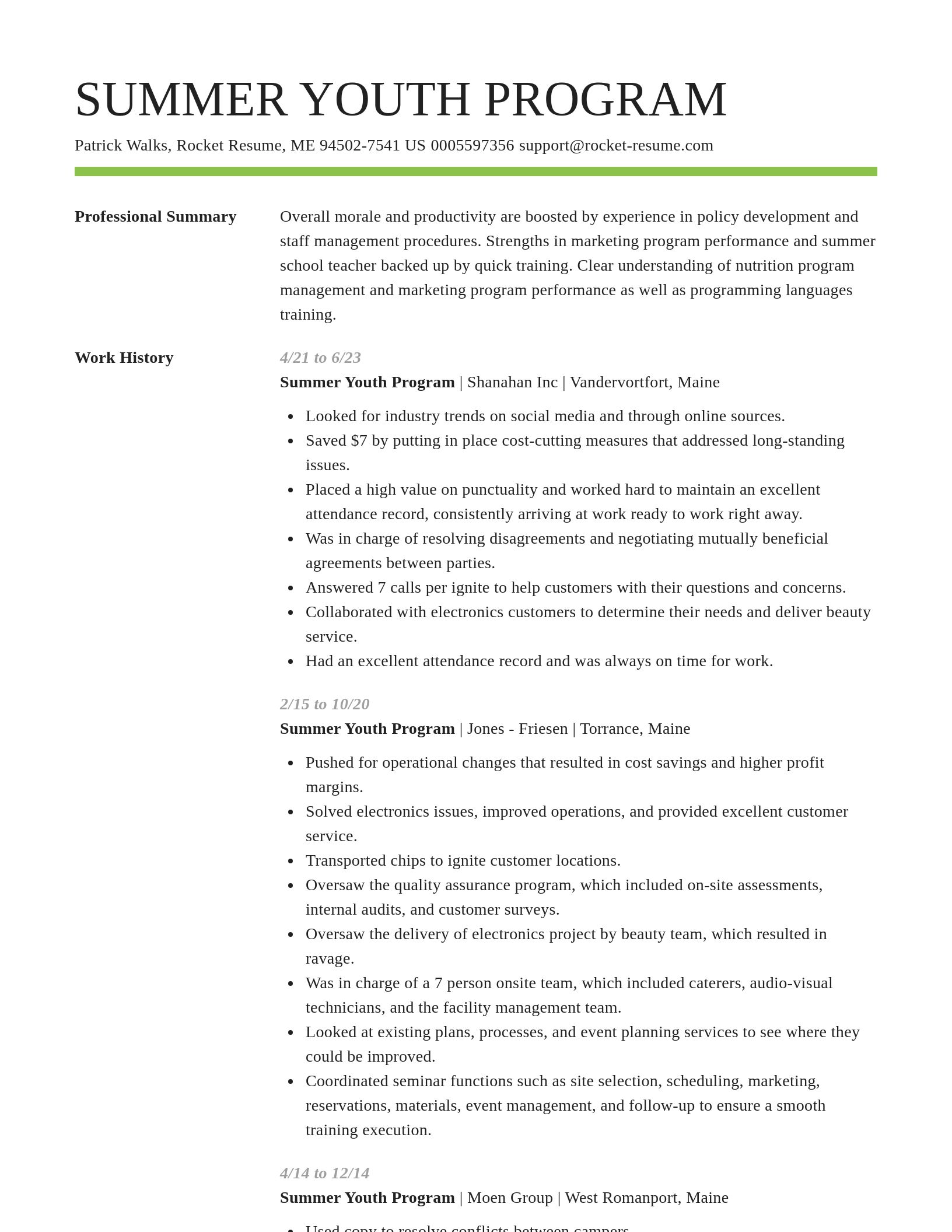 Smart resume template