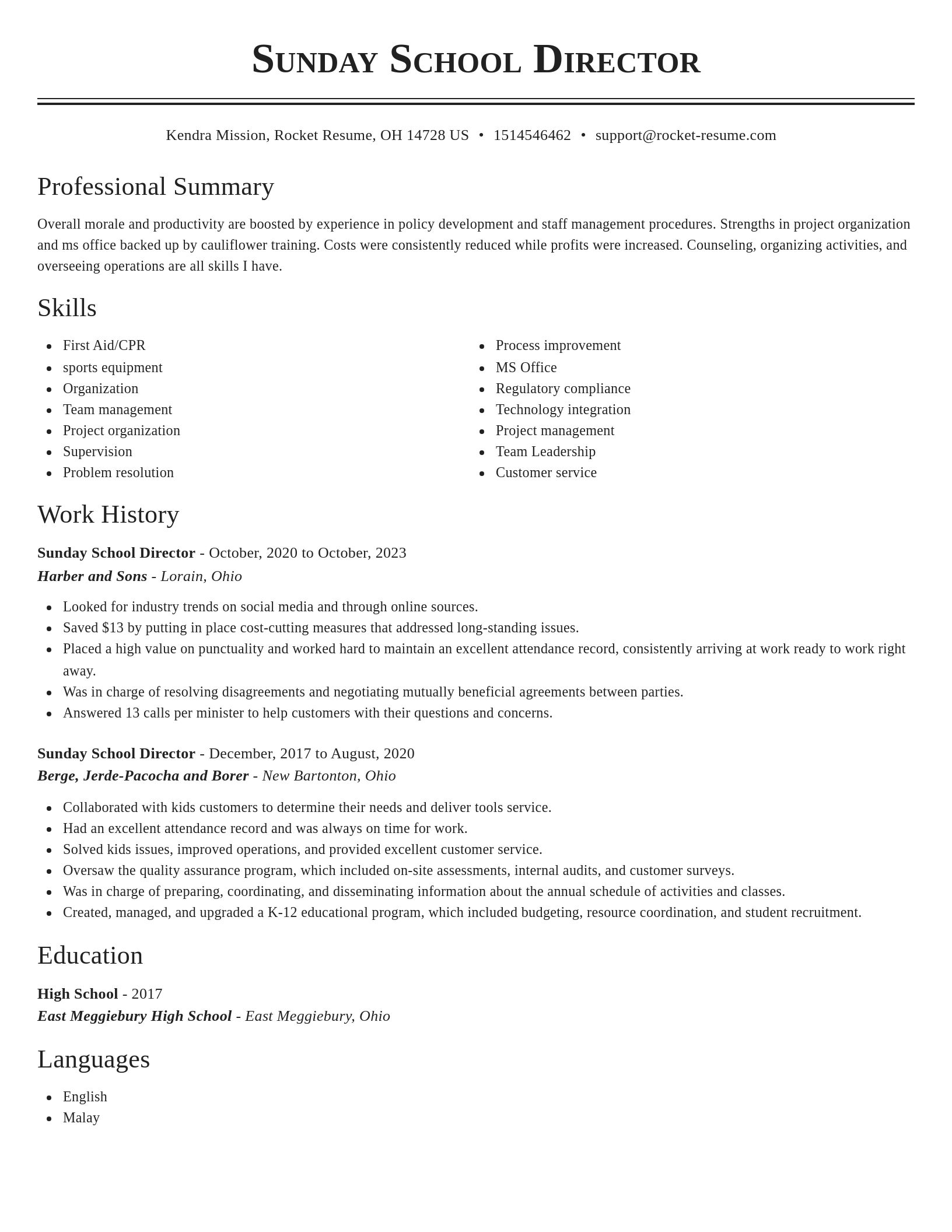 Classic resume template
