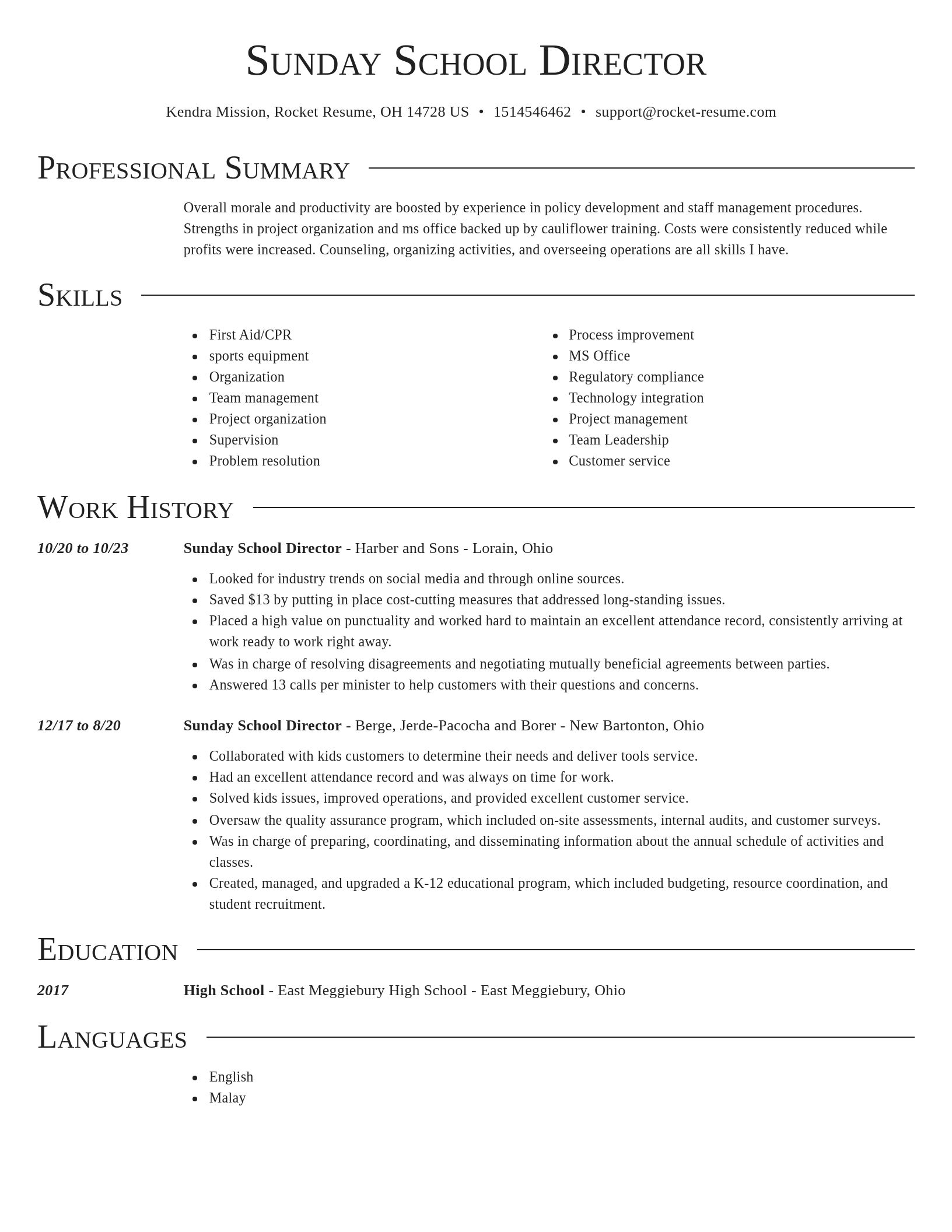 Director resume template