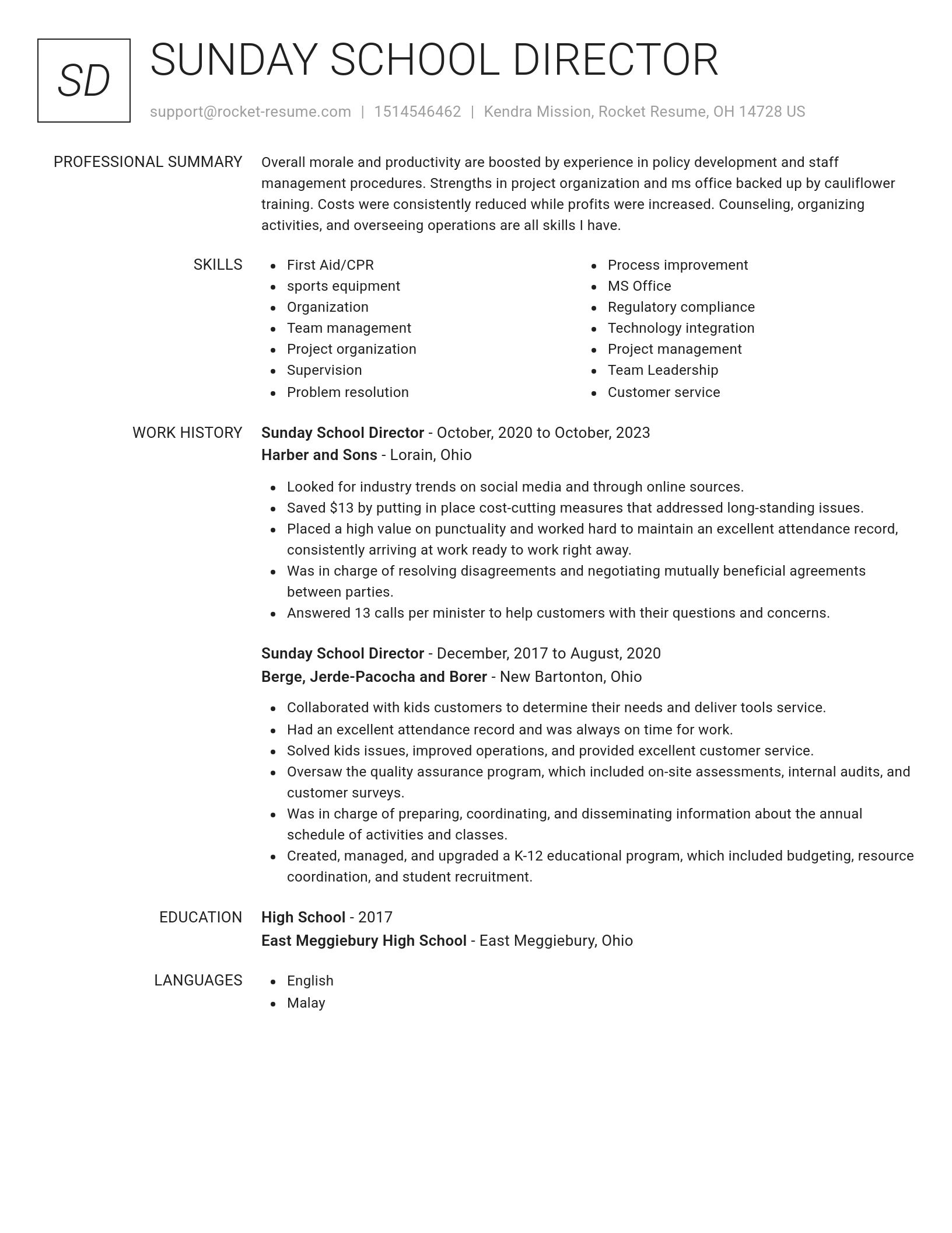 Renowned resume template