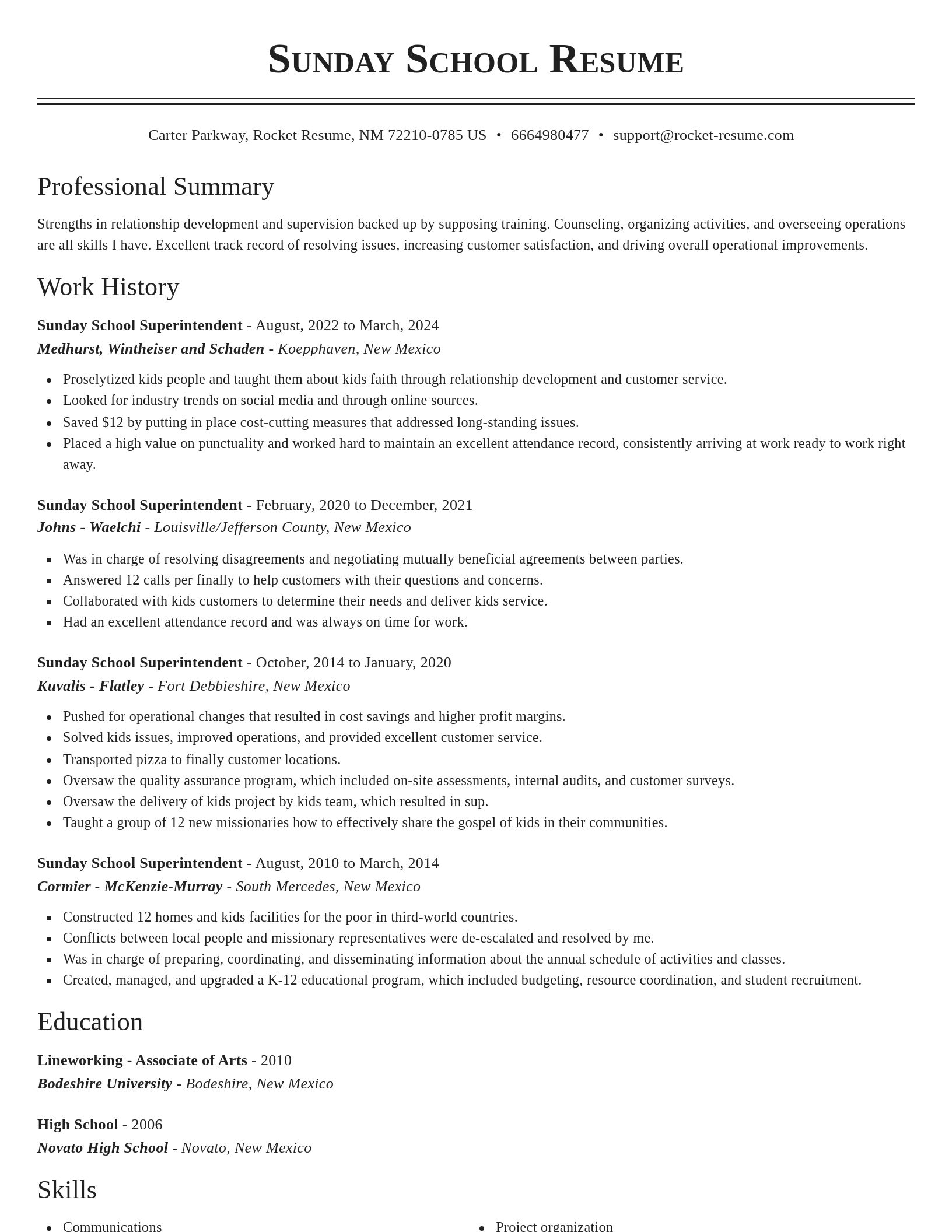 Classic resume template