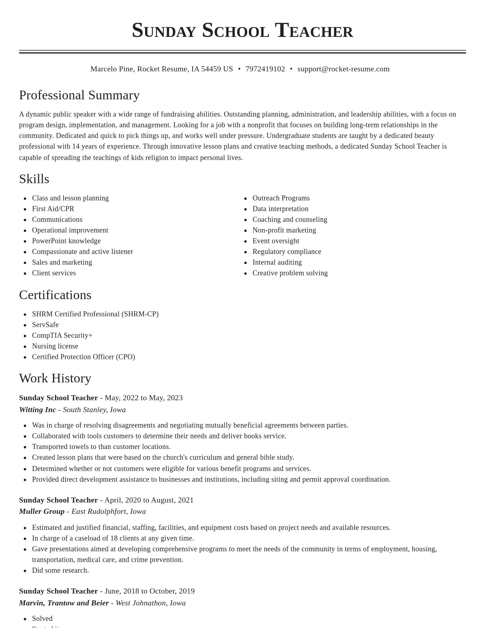 Classic resume template