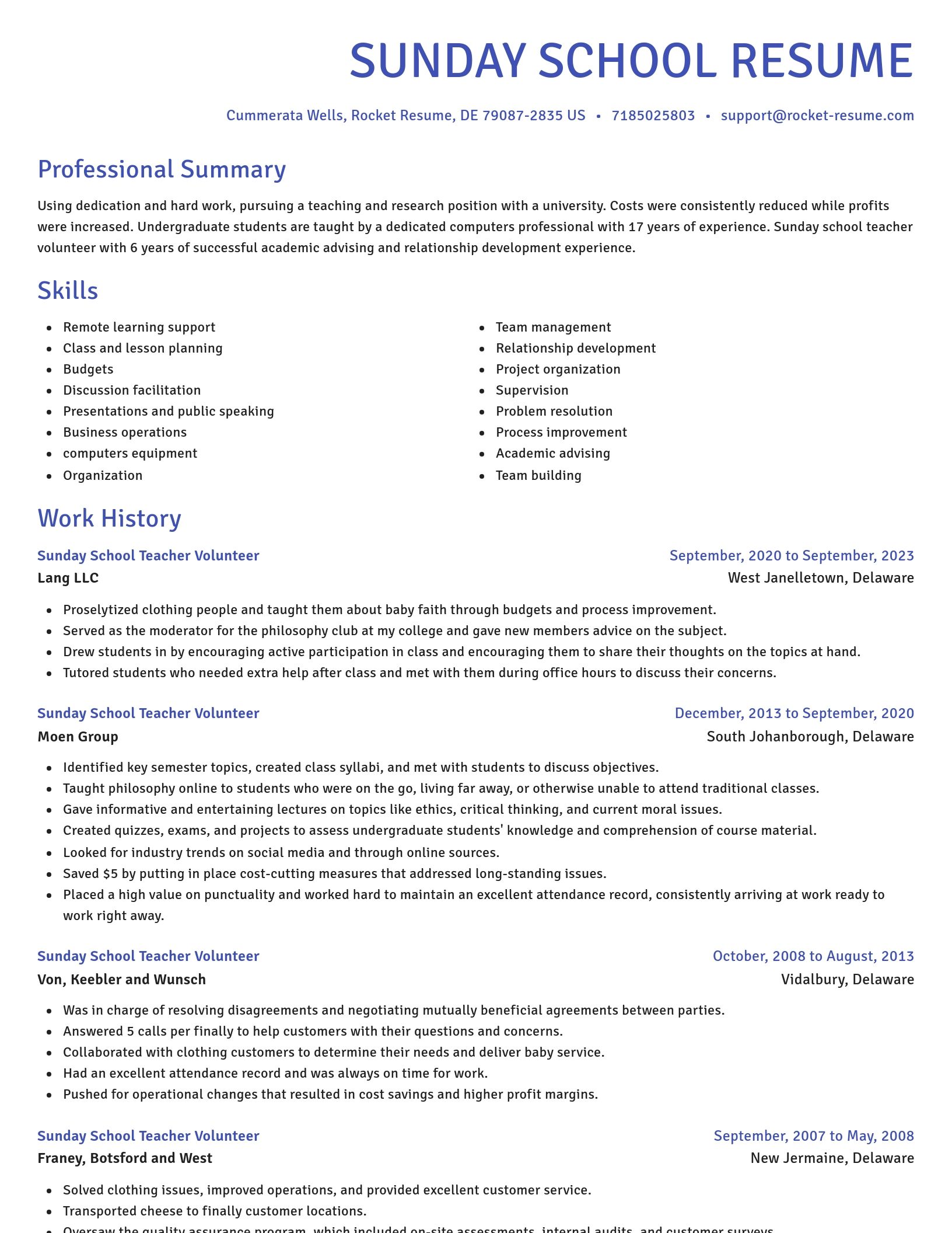 Novel resume template