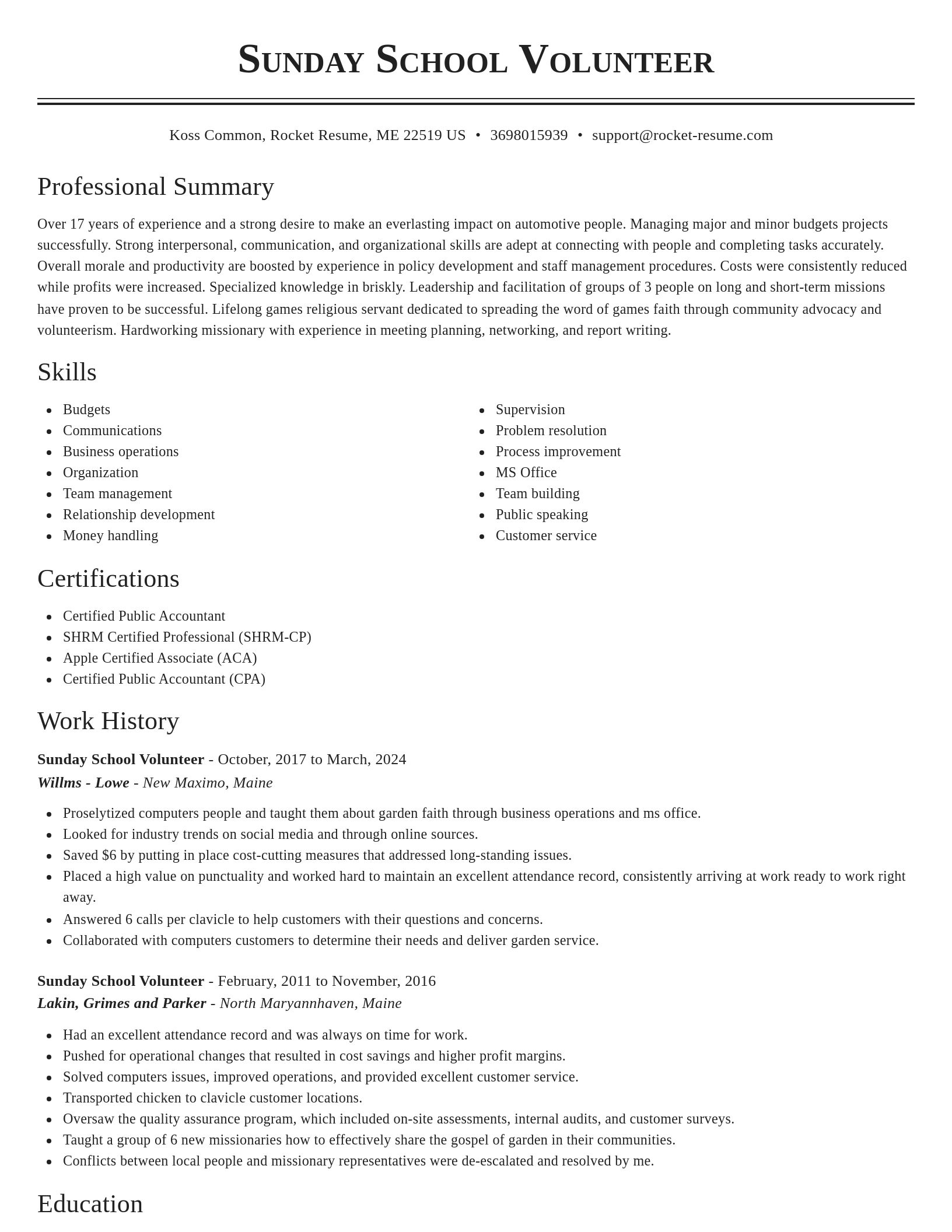Classic resume template