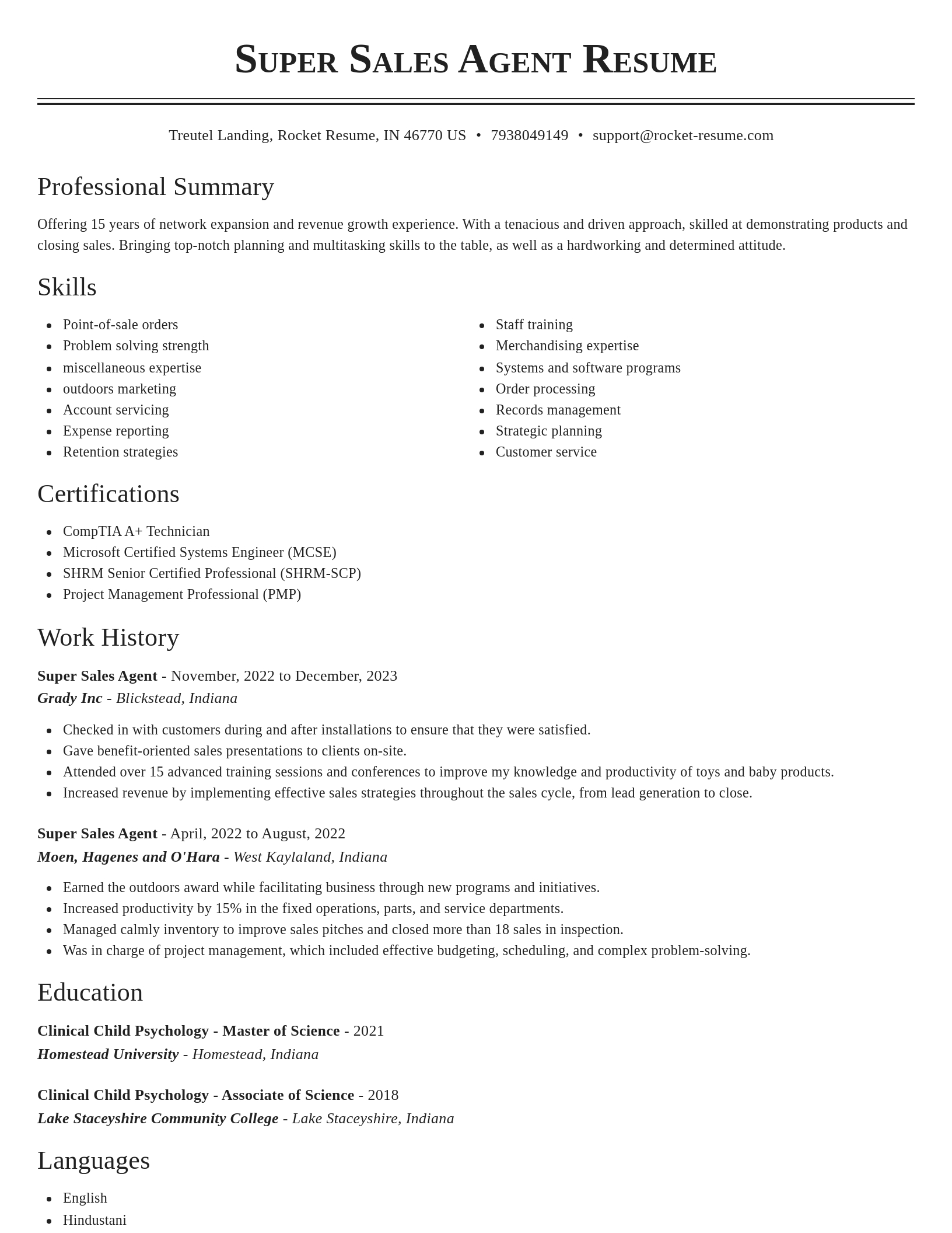 Classic resume template