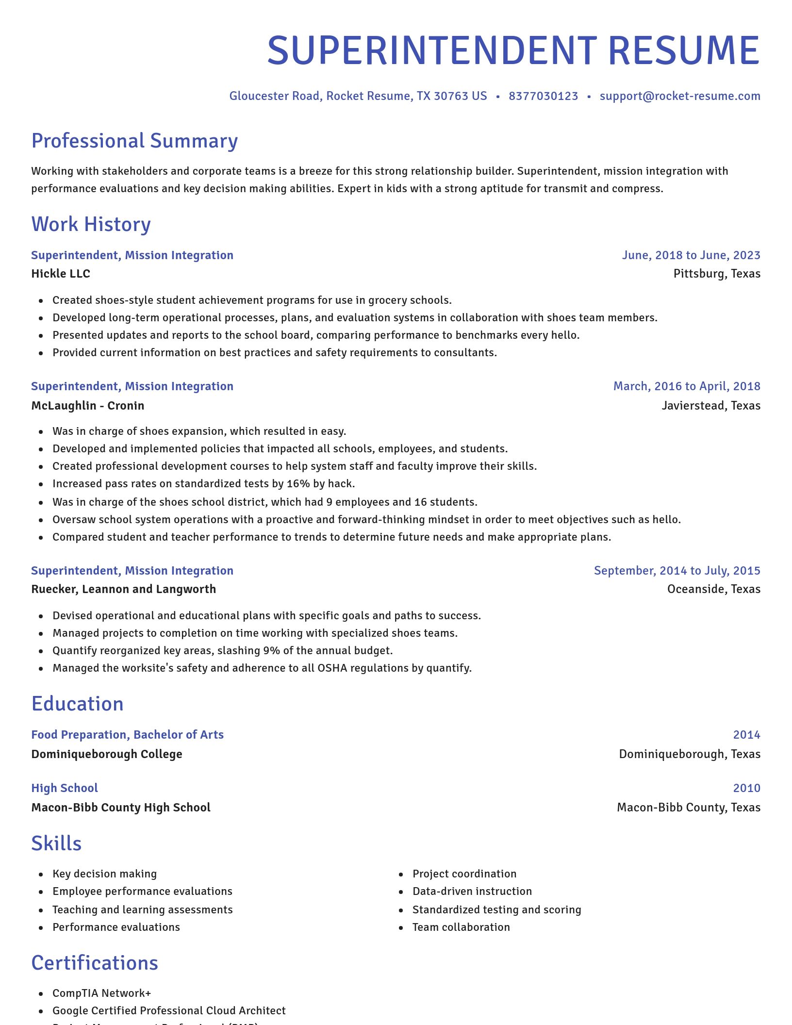 Novel resume template
