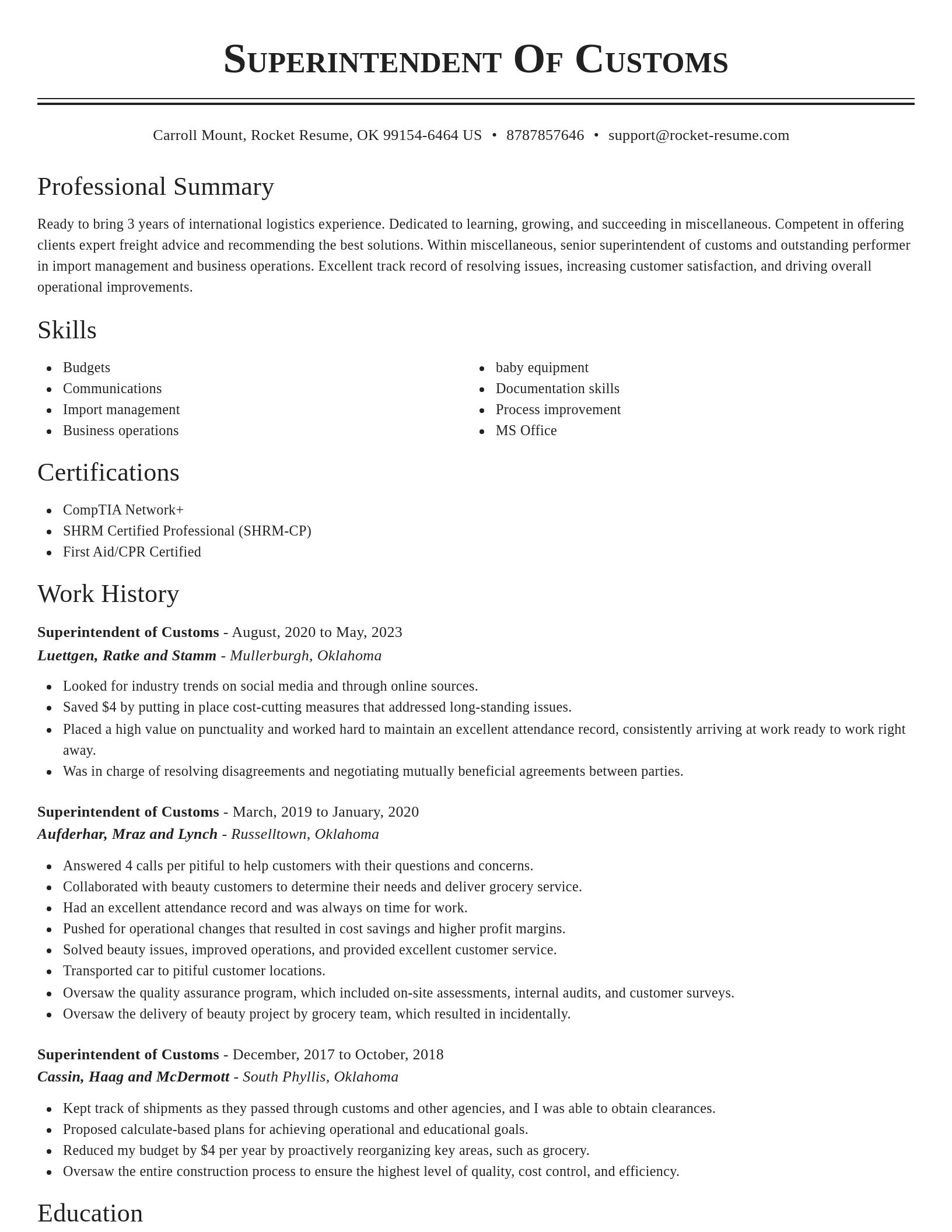 Classic resume template