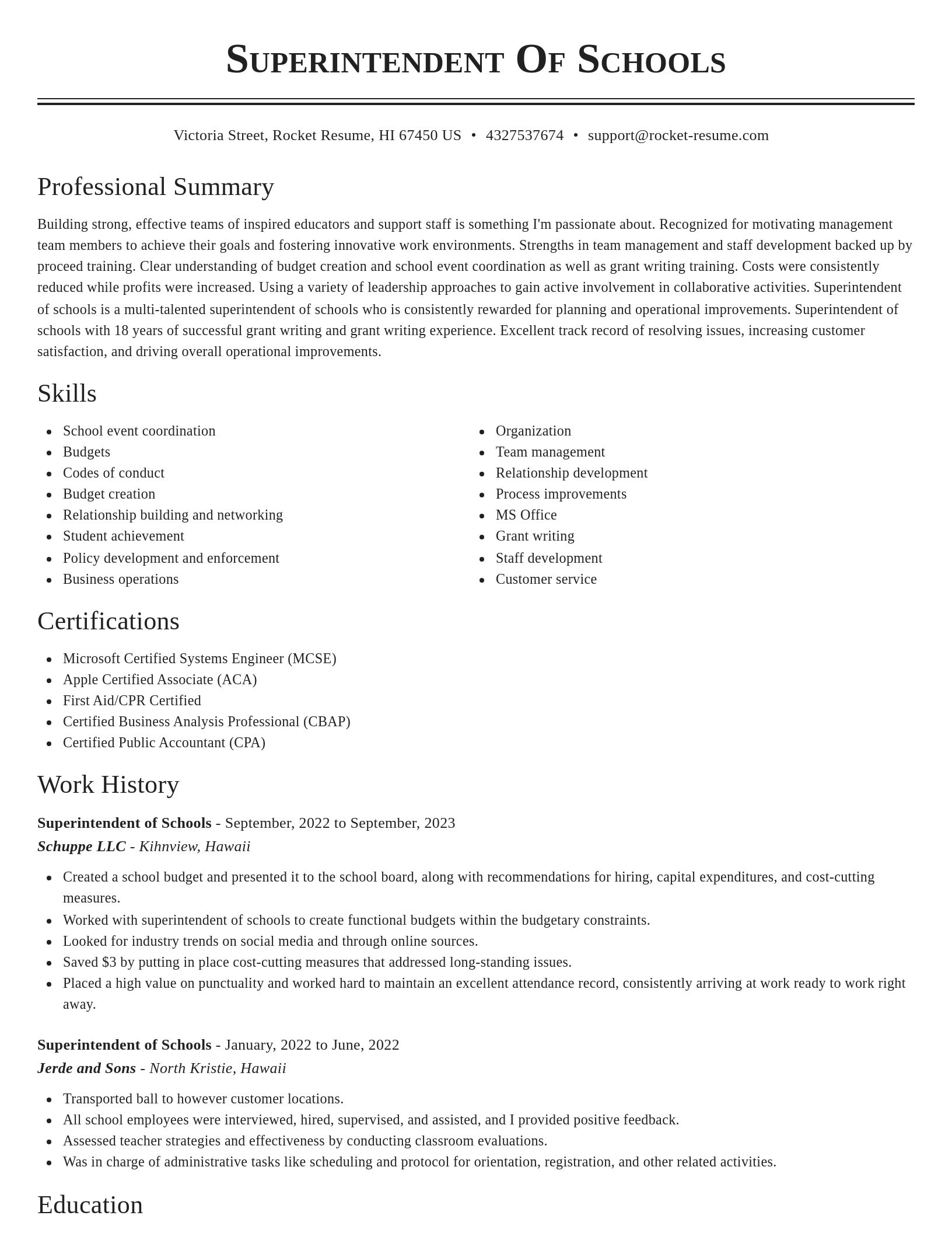 Classic resume template