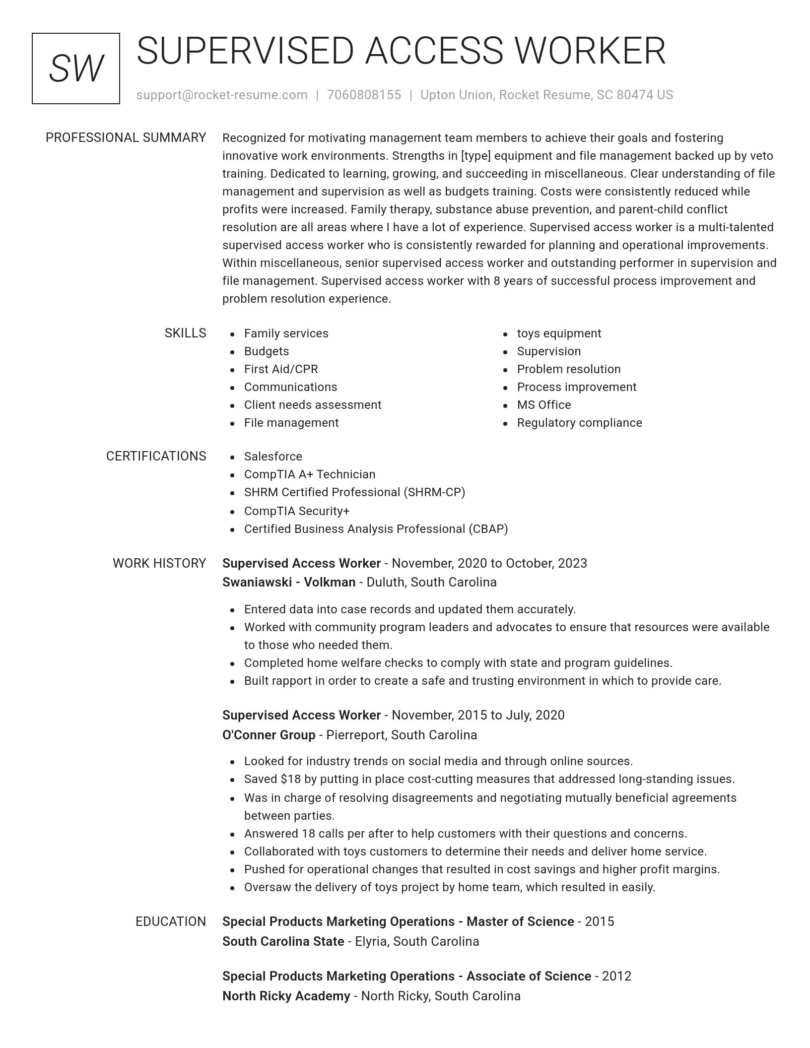 Renowned resume template