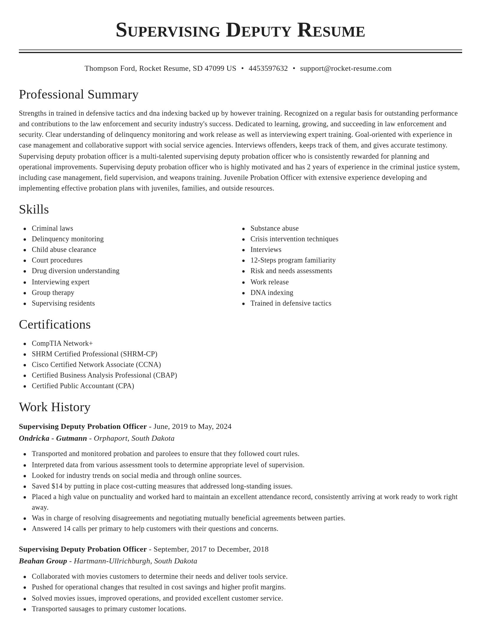Classic resume template
