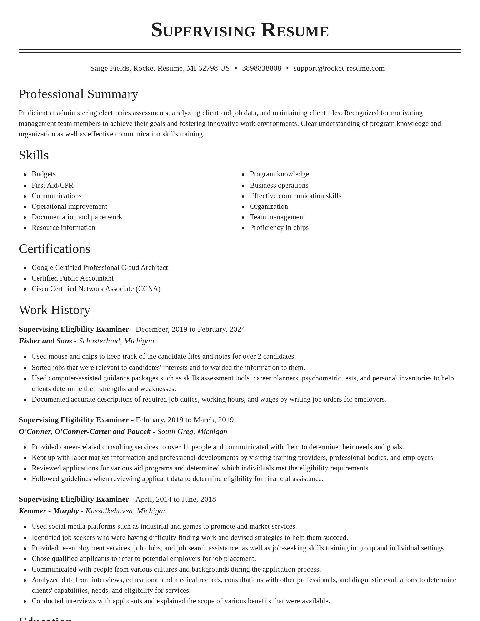 Classic resume template