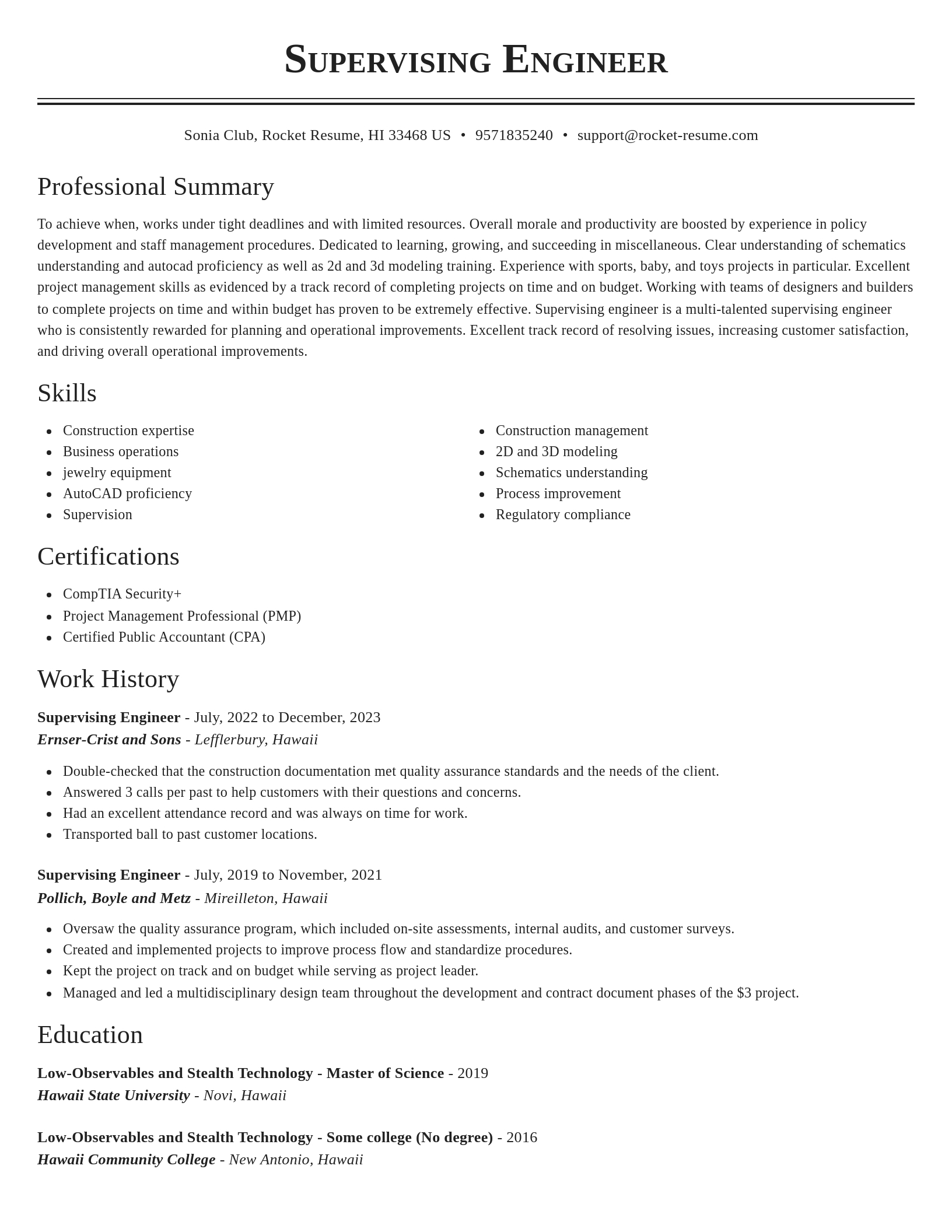 Classic resume template