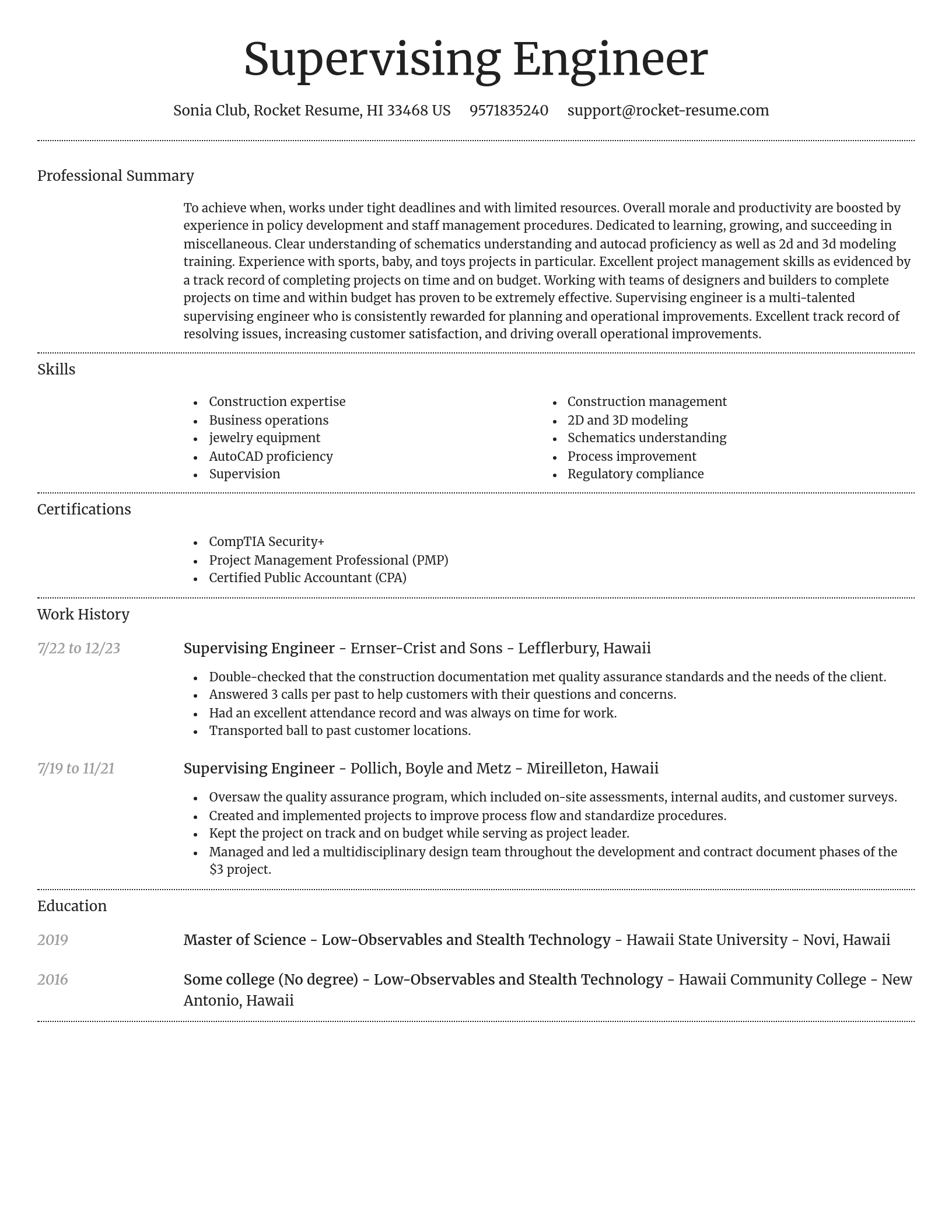 Dignified resume template