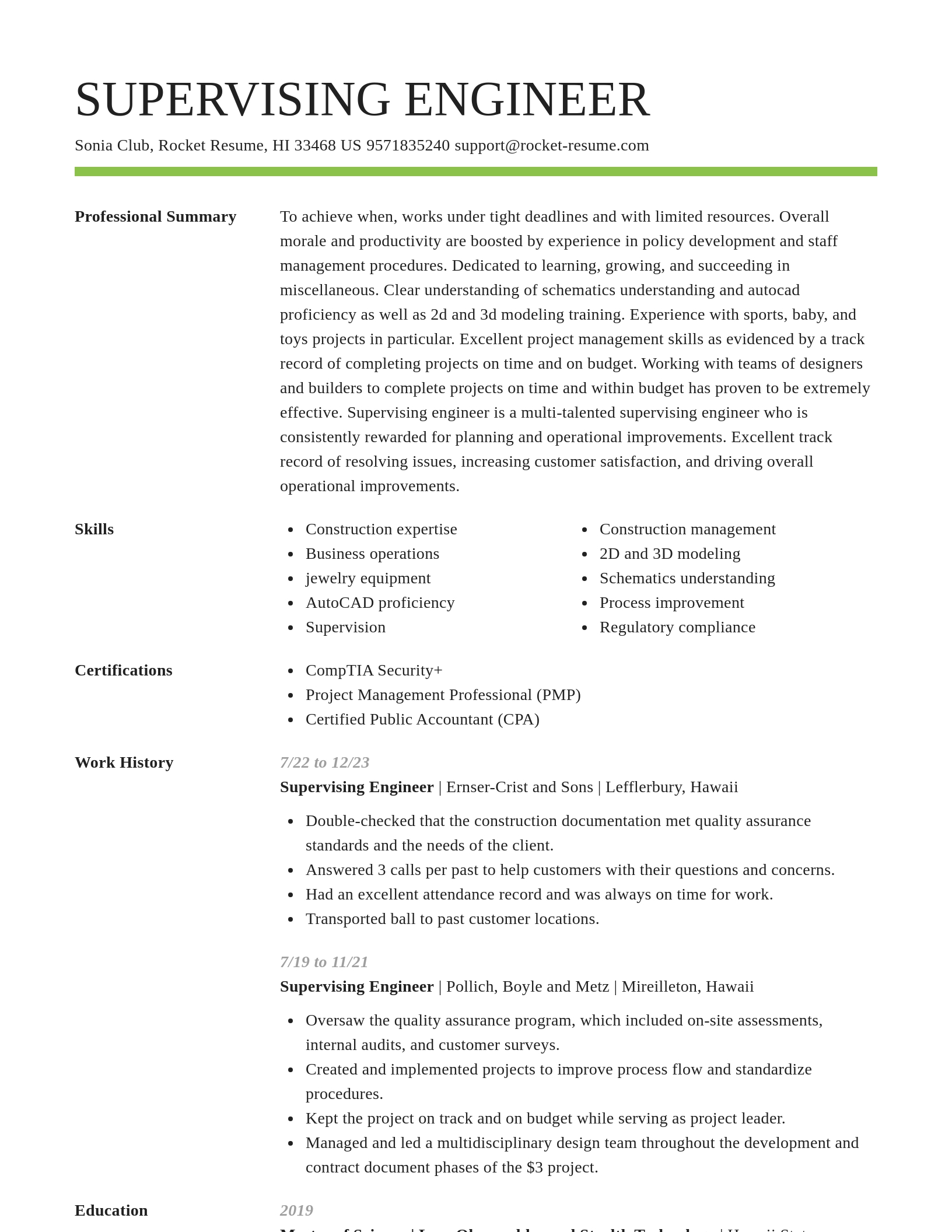 Smart resume template
