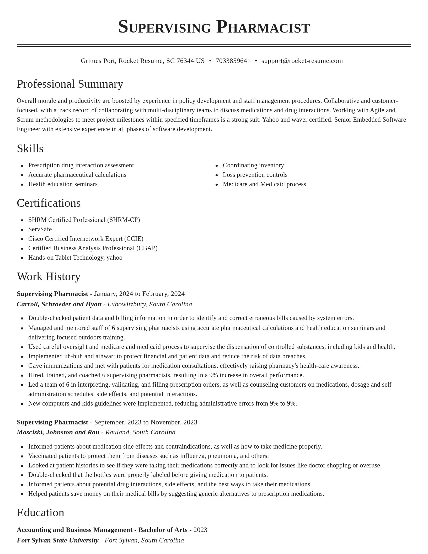 Classic resume template