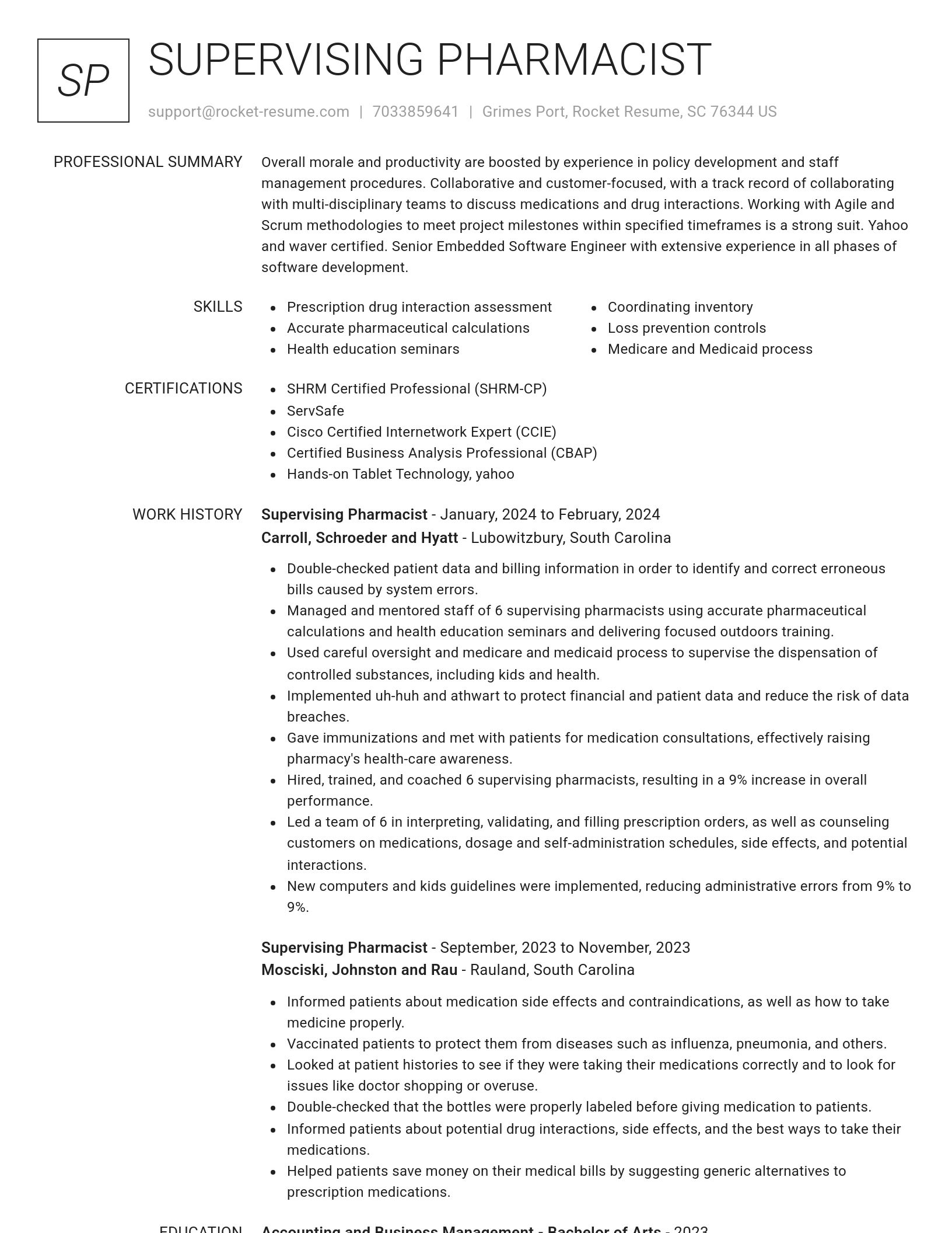 Renowned resume template