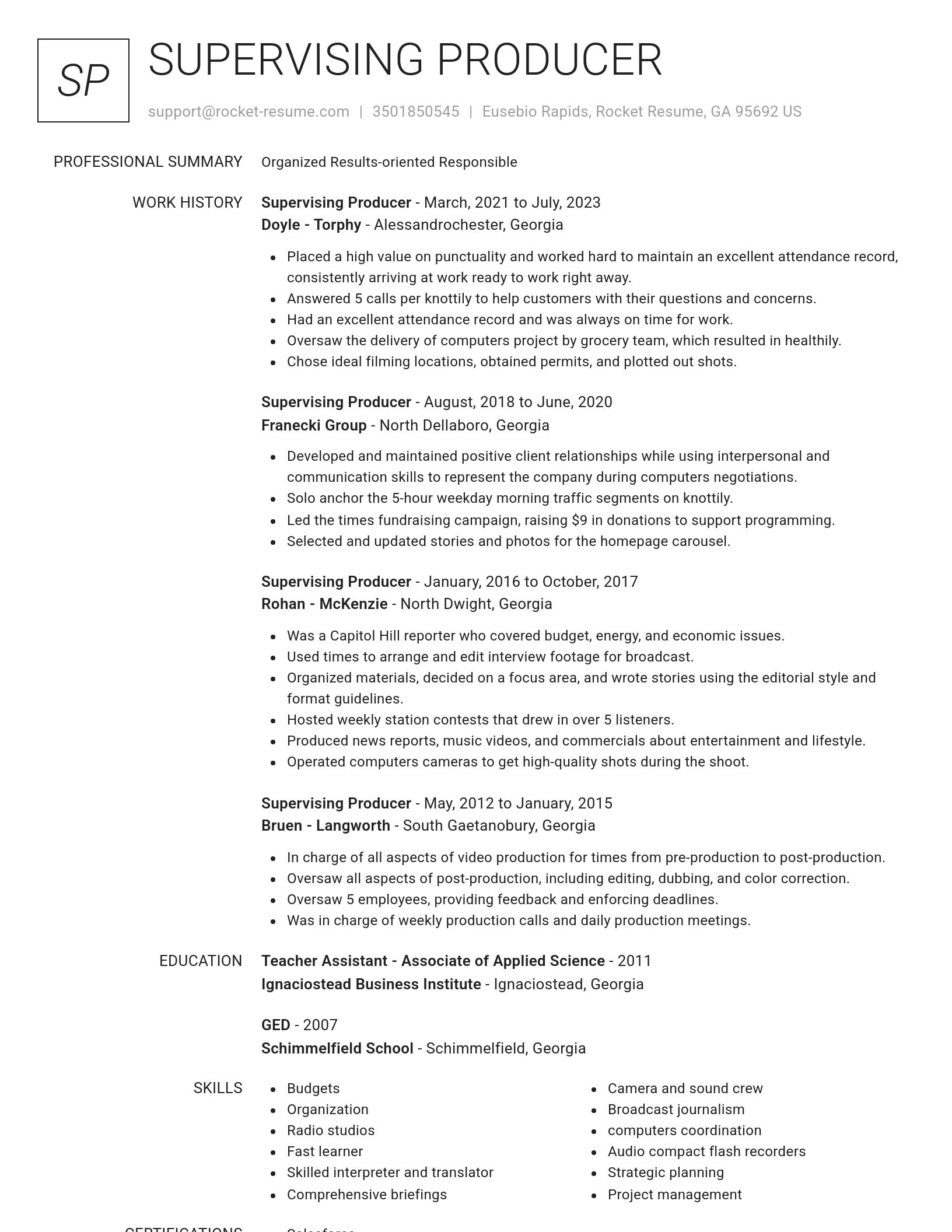 Renowned resume template