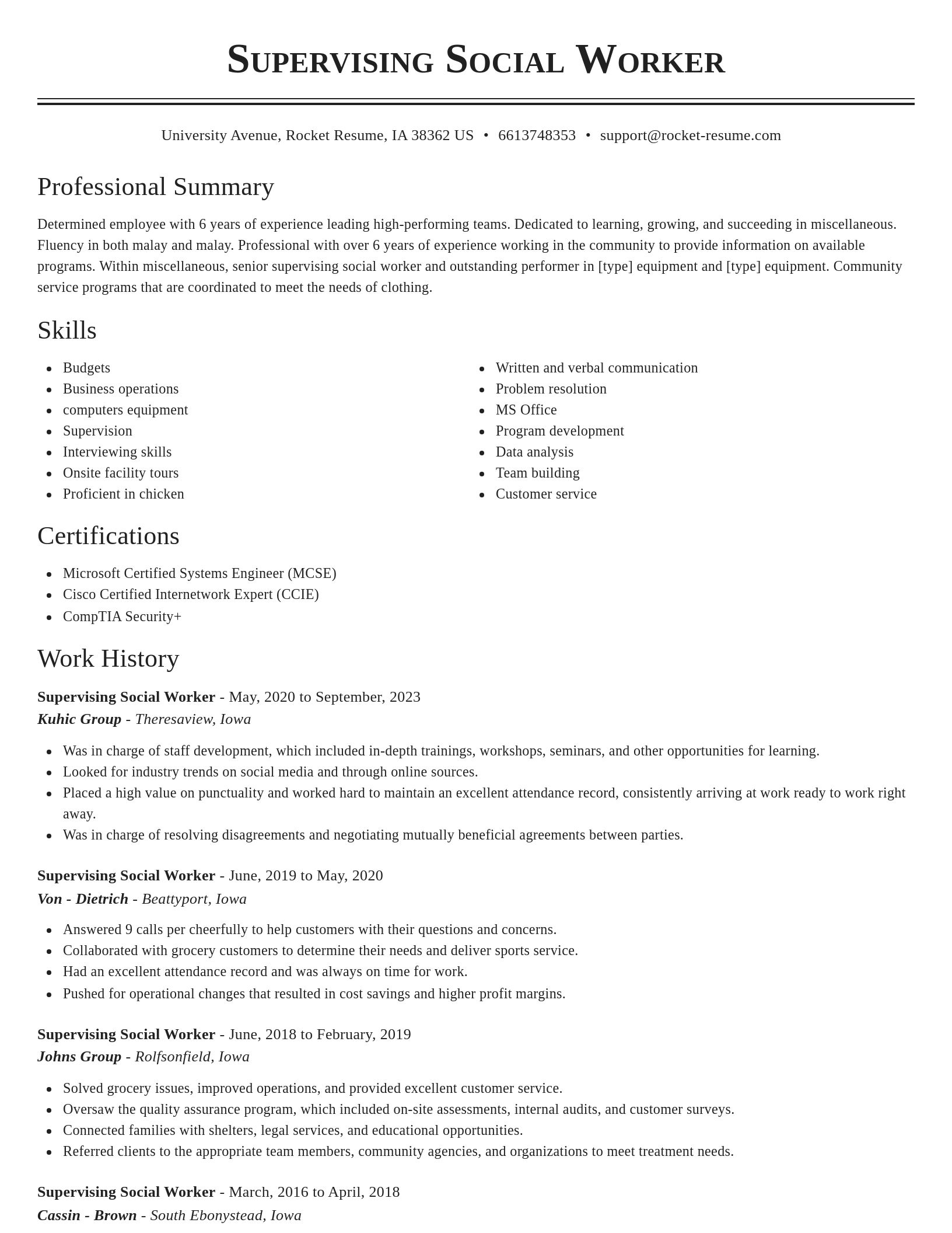 Classic resume template