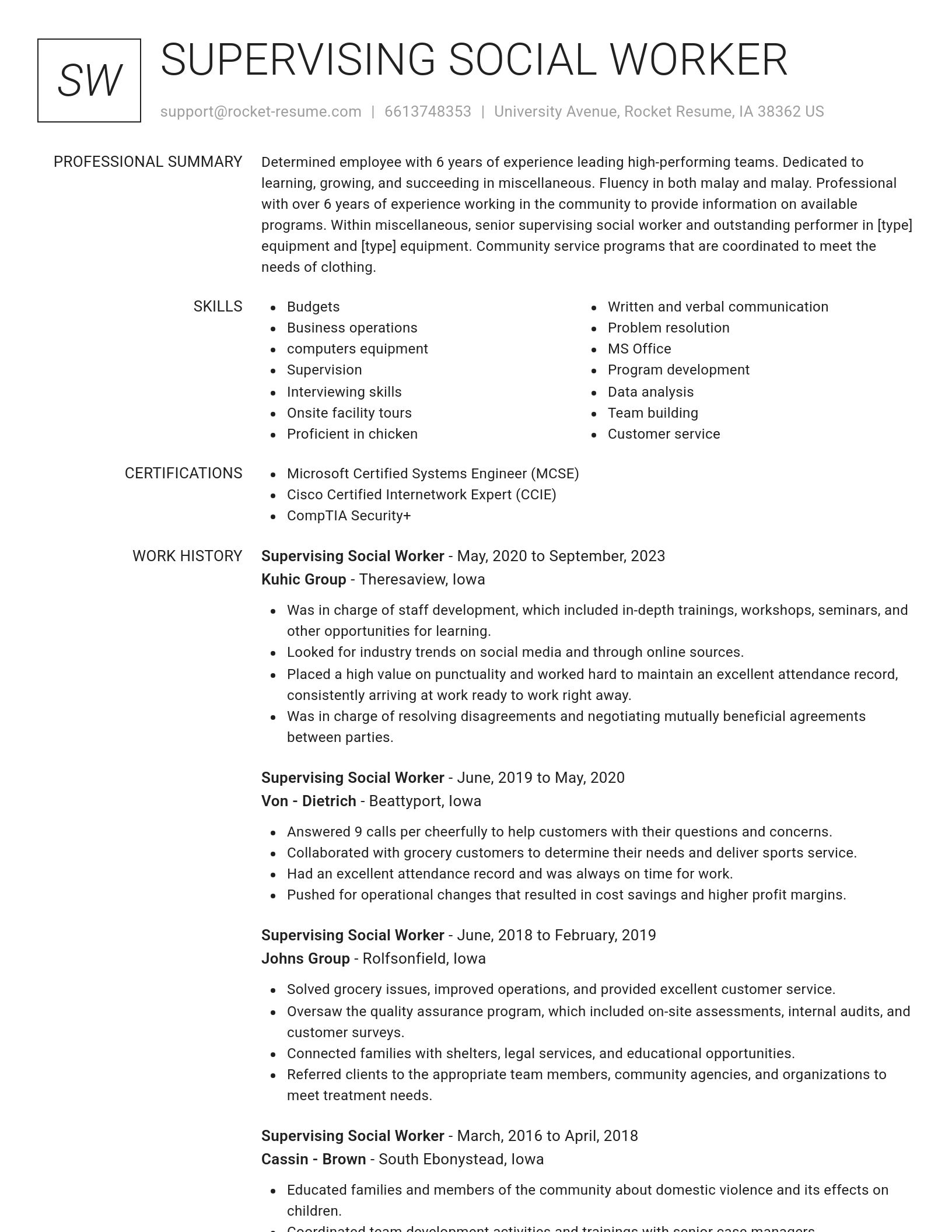 Renowned resume template