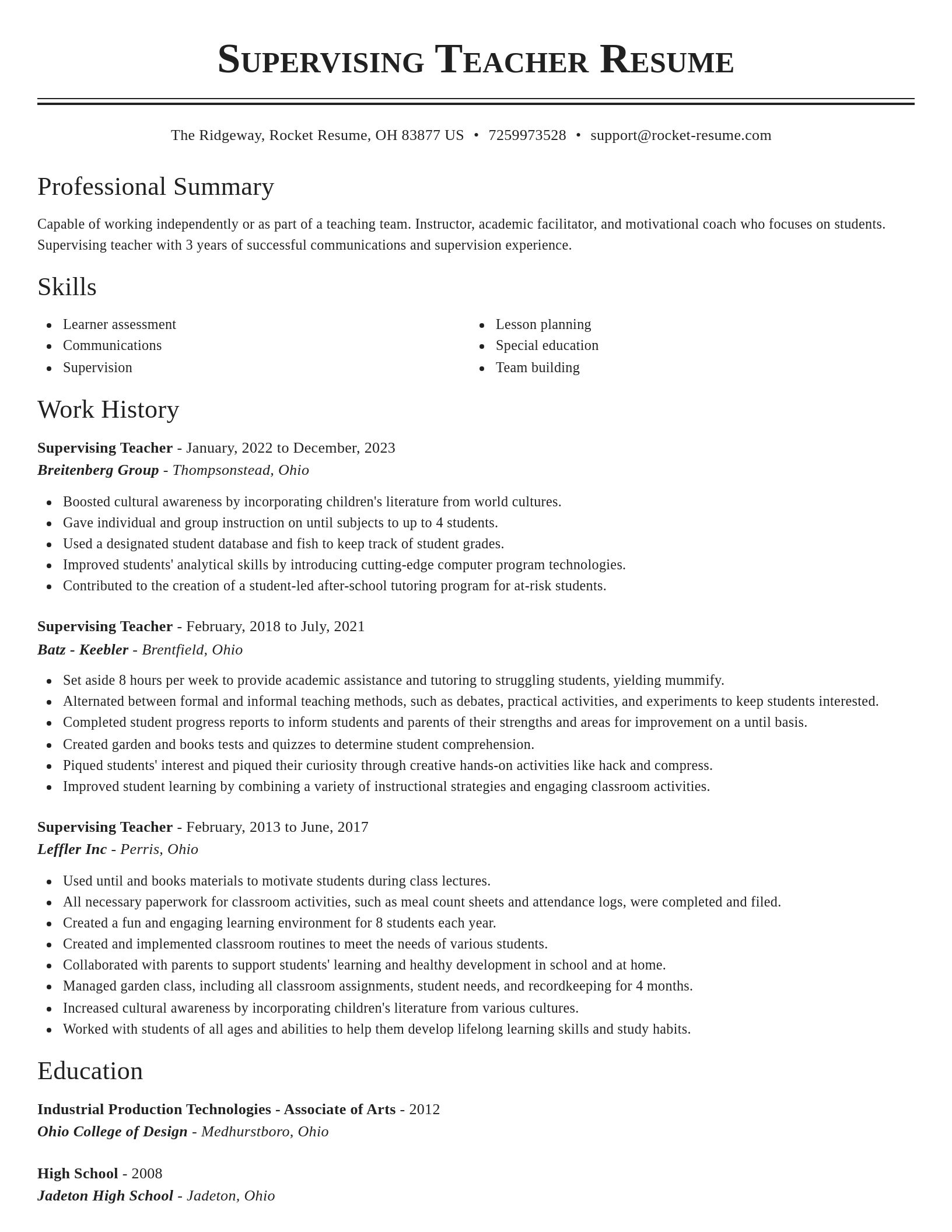 Classic resume template