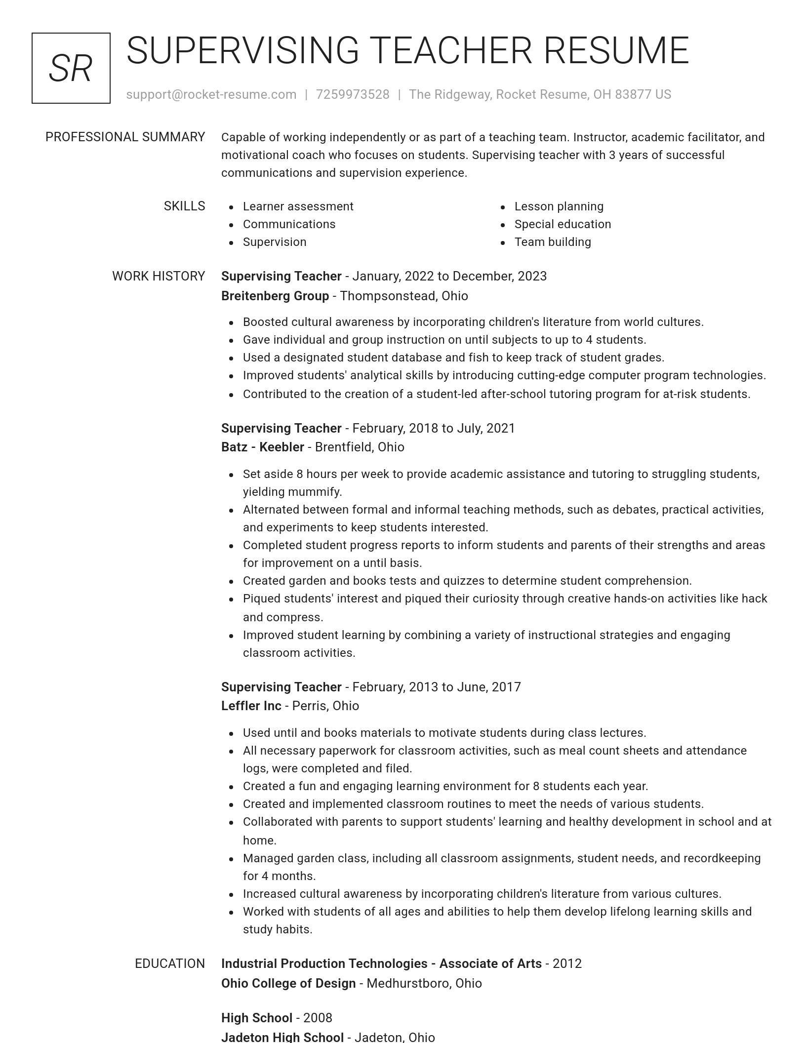 Renowned resume template