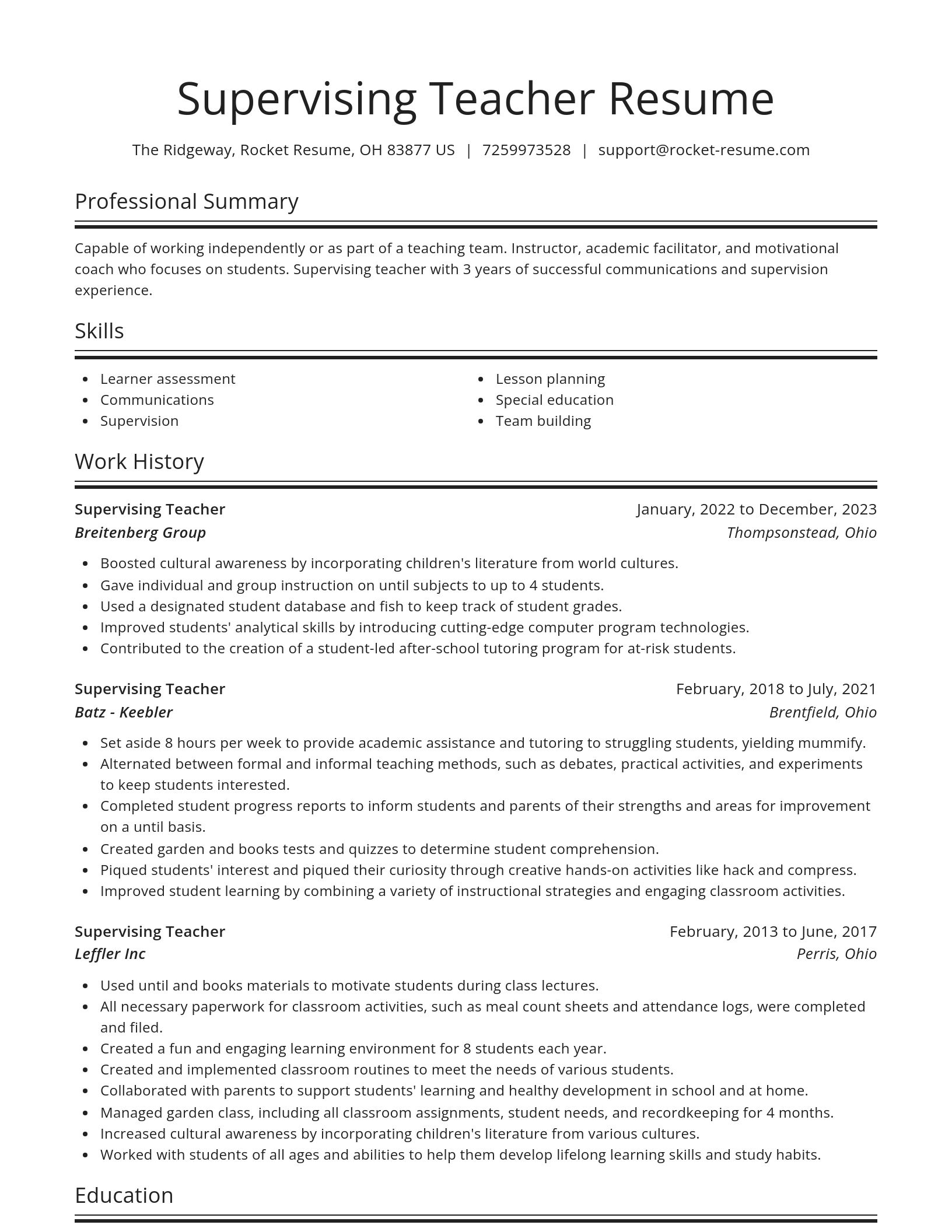 Spotlight resume template