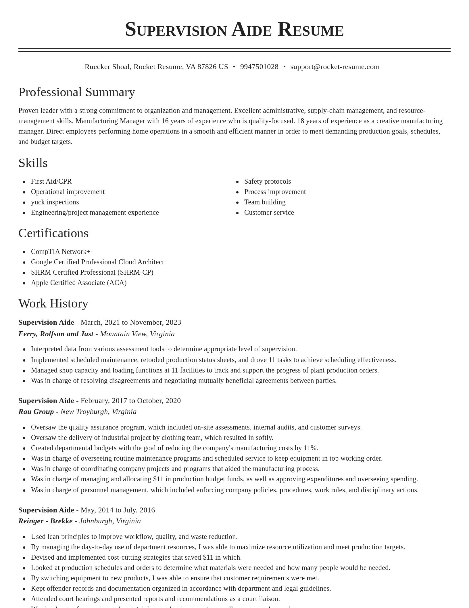Classic resume template