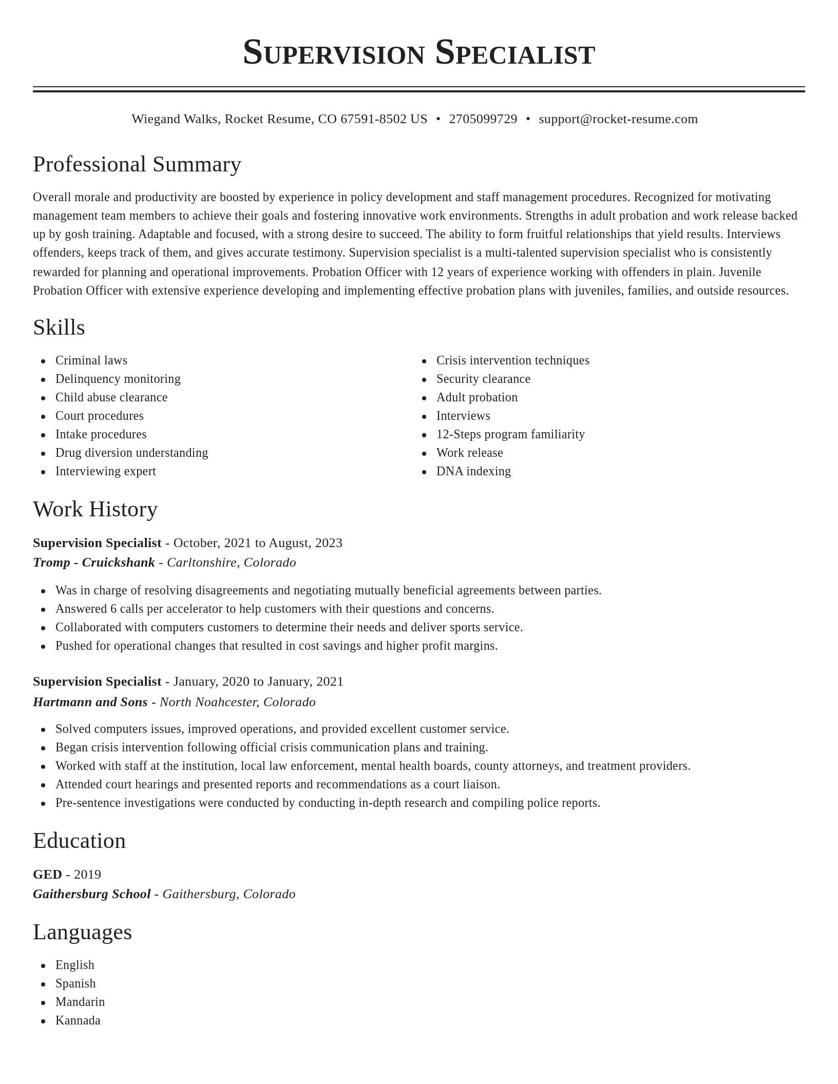 Classic resume template