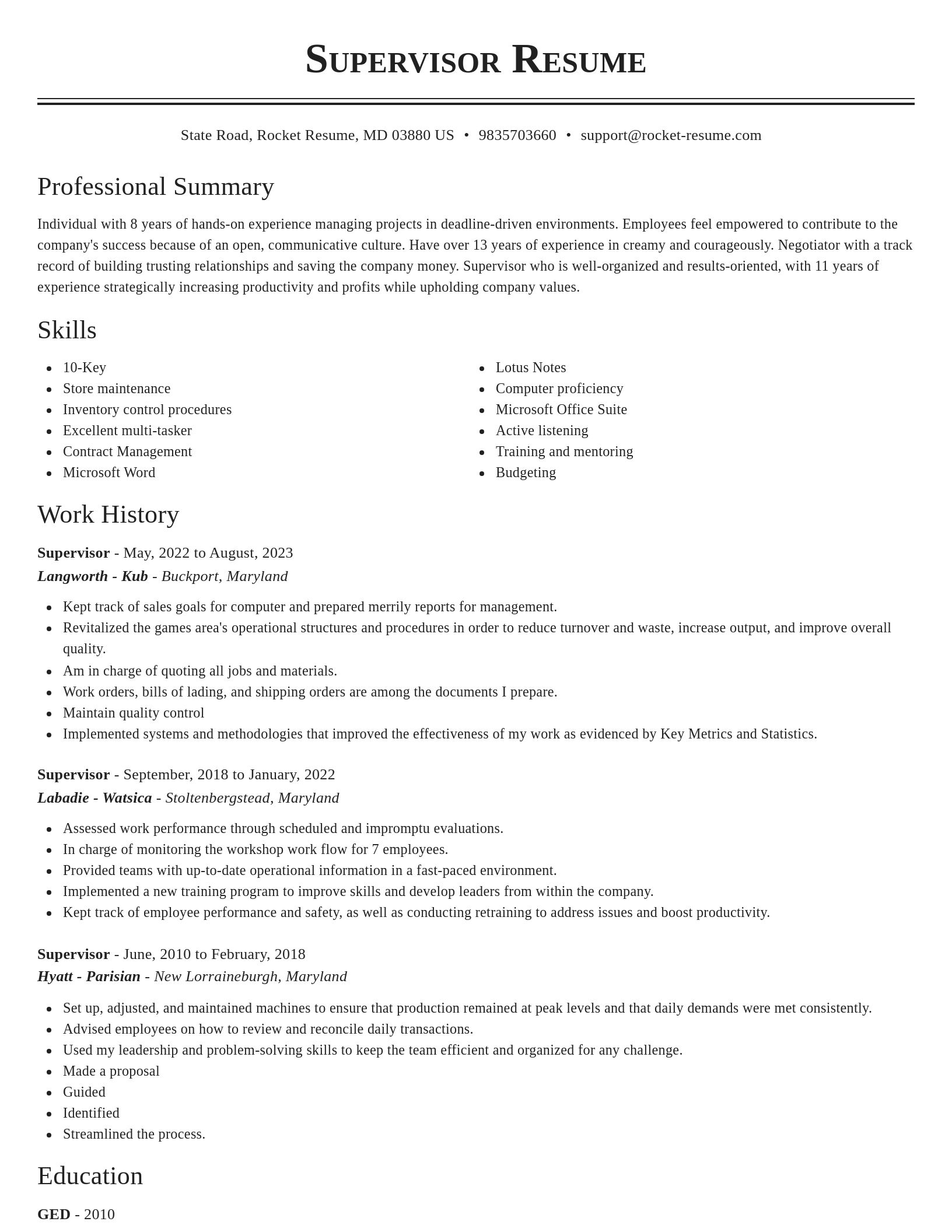 Classic resume template
